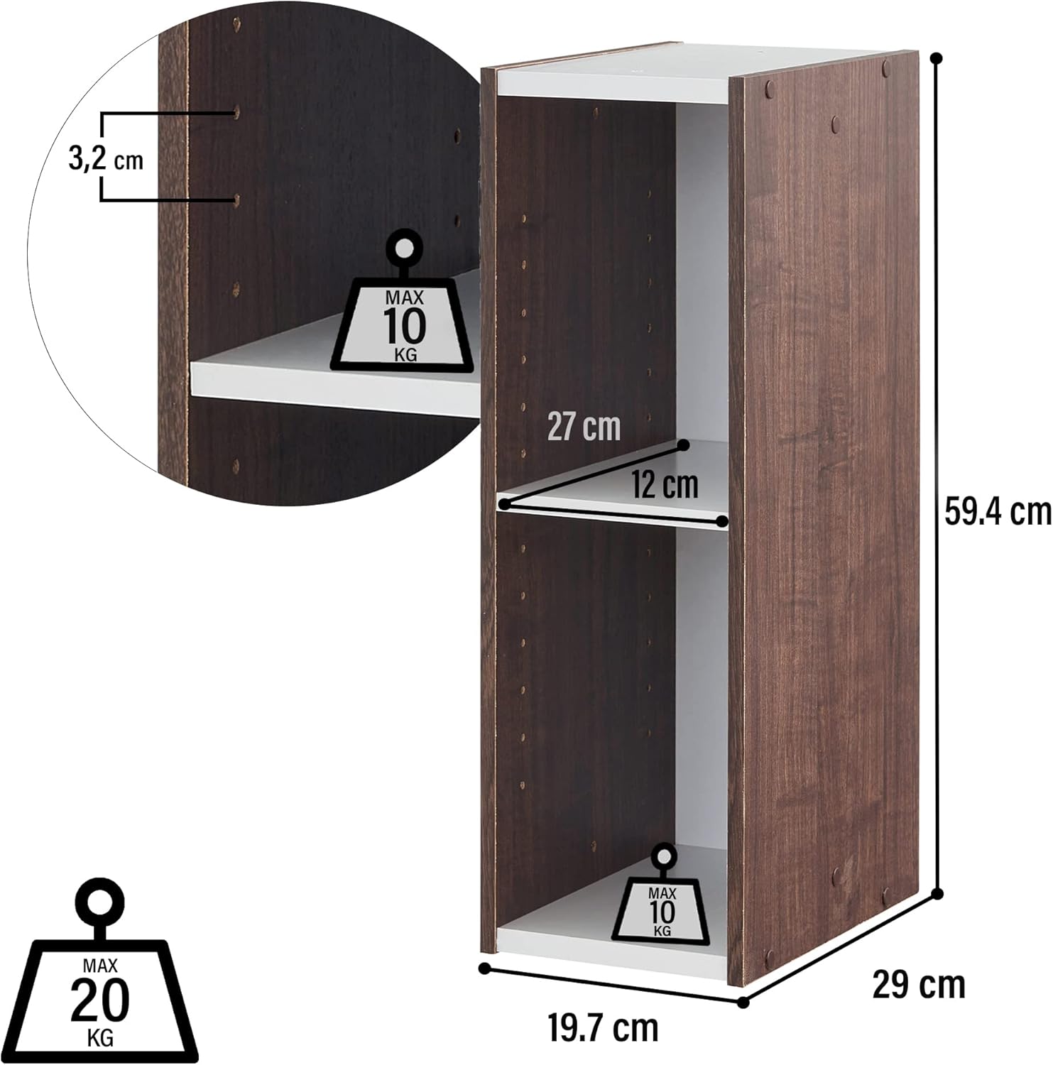 Thumbnail 2 de Iris Ohyama UB-6020 libreria a 2 ripiani (lotto da 2 mobili d’appoggio) marrone, design modulabile