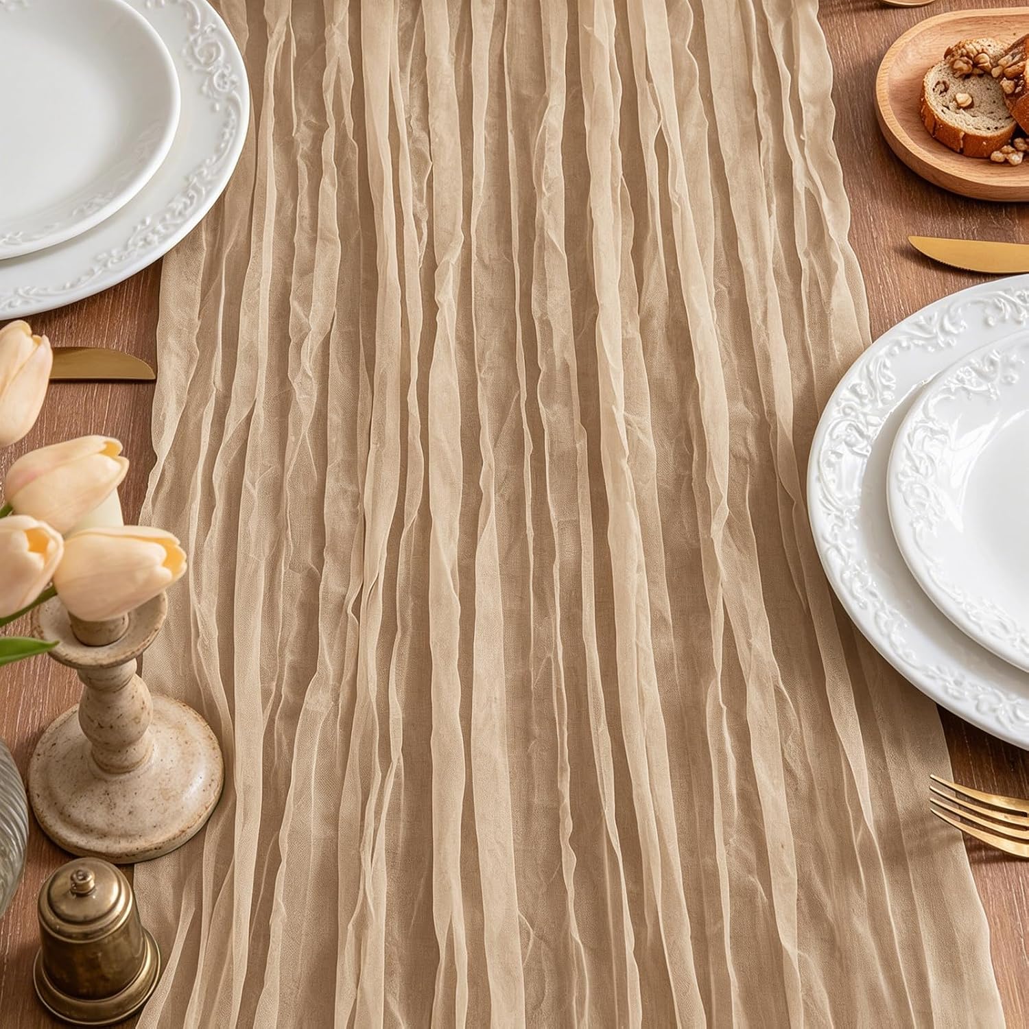 Thumbnail 4 de Foatcox ZQ018 tafelloper van polyester, champagnekleurig, 300 x 90 cm