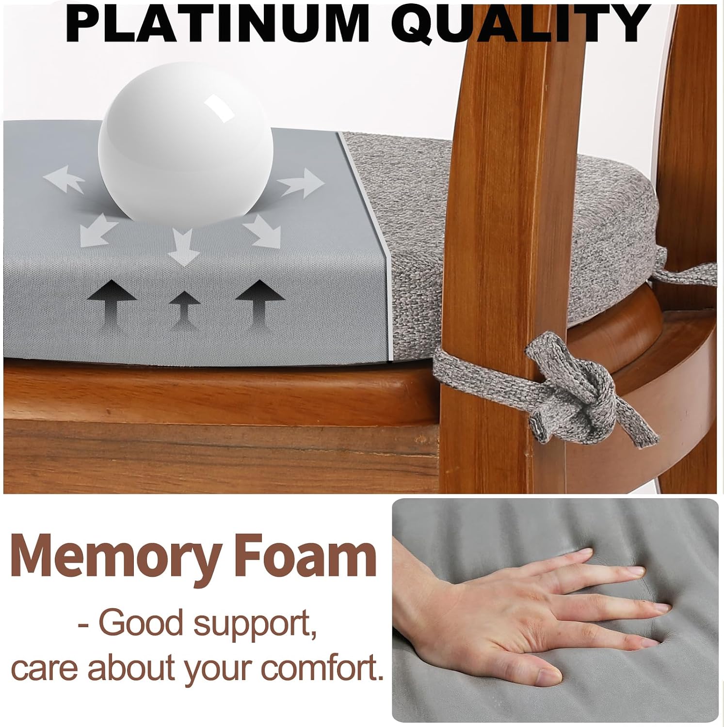 Detalle de SINOSSO Memory Foam Chair Cushions, Set of 4