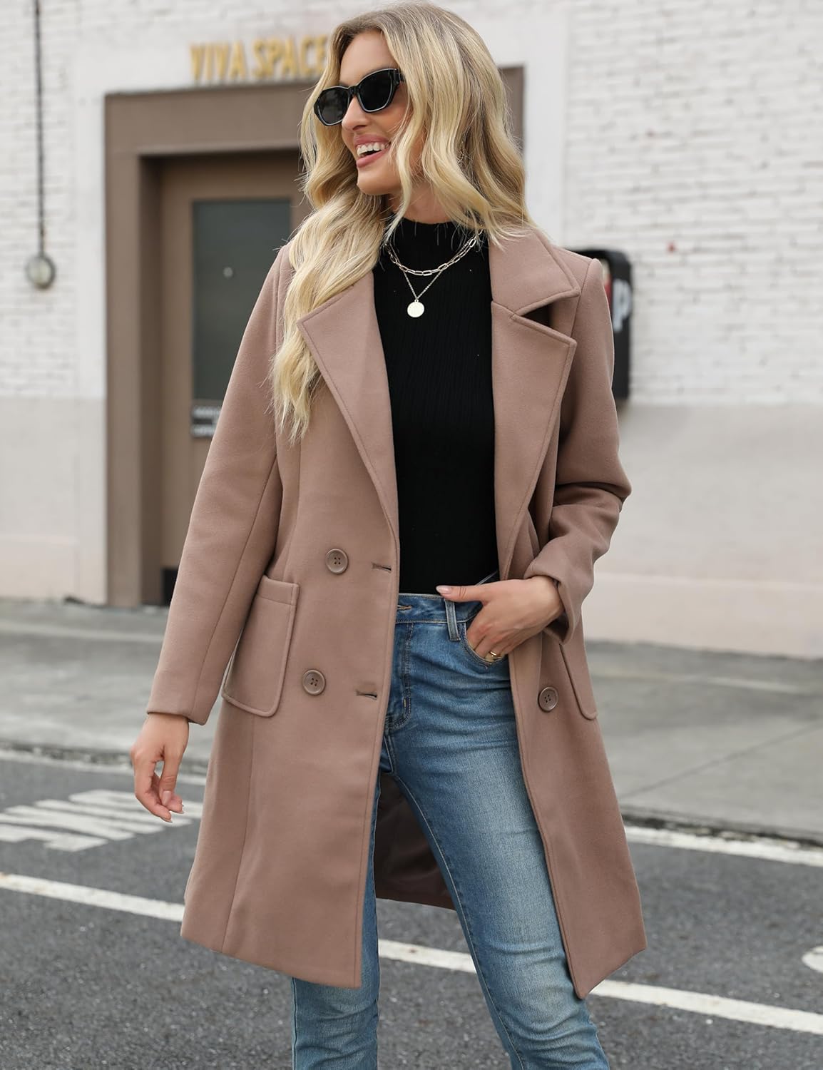 Thumbnail 4 de Bankeng Women Camel Mid-Long Wool Blend Coat