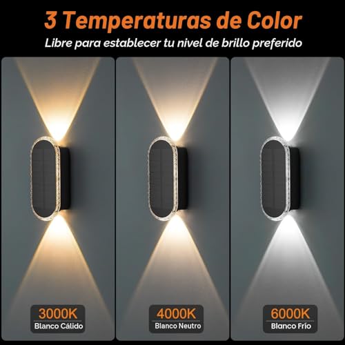 Thumbnail 6 de ELLASAY Lámparas Solares de Exterior 8 Pack: Aplique Solar de Pared (Arriba y Abajo) IP65, 3 Colores Brillantes