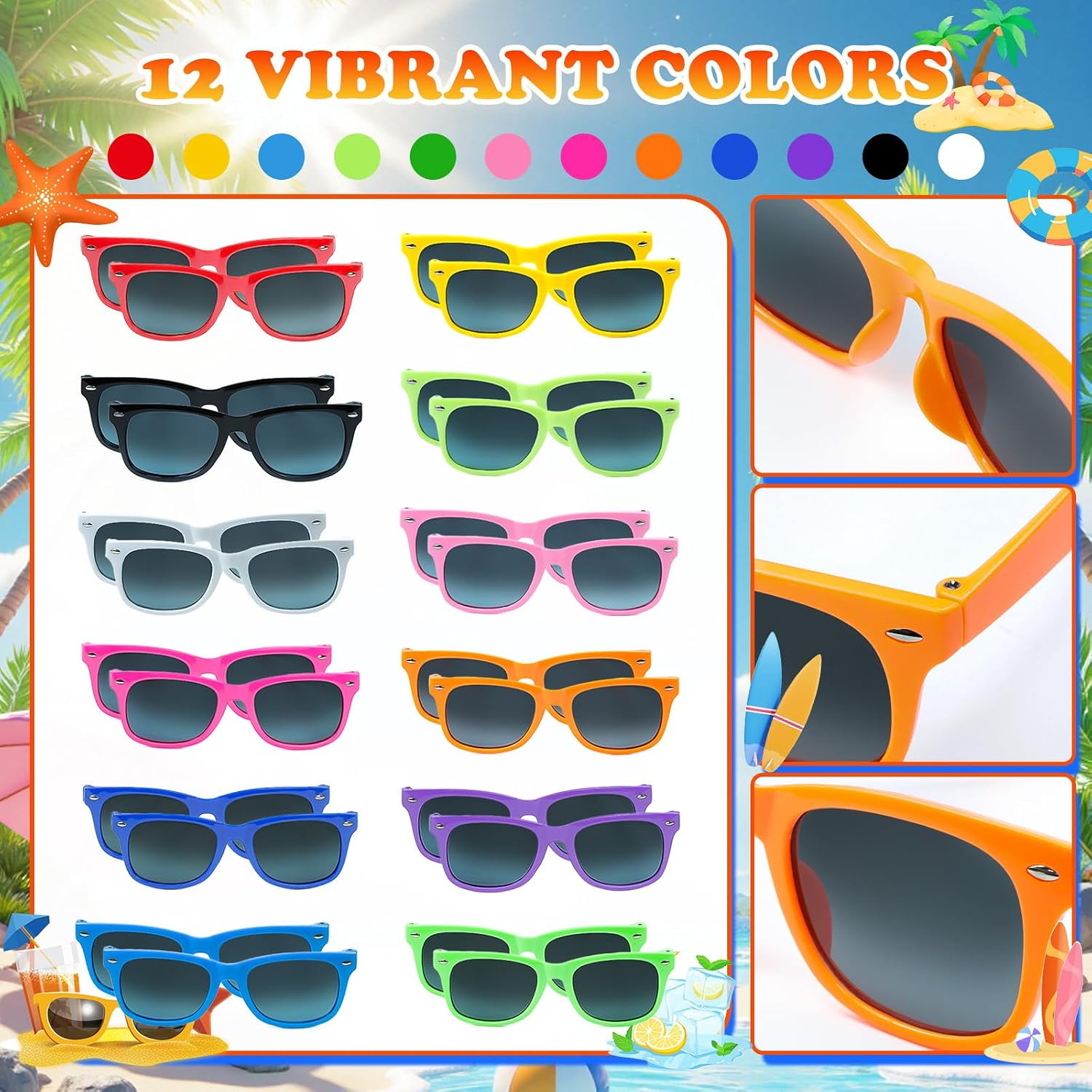 Thumbnail 1 de Ovneele Kids Neon Colours Sunglasses – 24-Pack UV400 Toddler Sunglasses