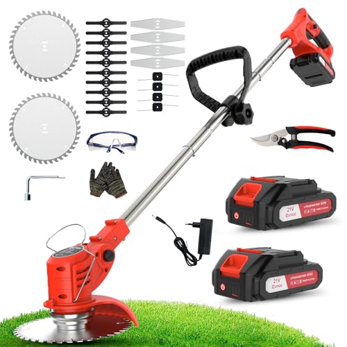 Detalle de OUTIGO Decespugliatore a Batteria 800 W con Tagliaerba Elettrico, 4 lame e asta telescopica 71–106 cm