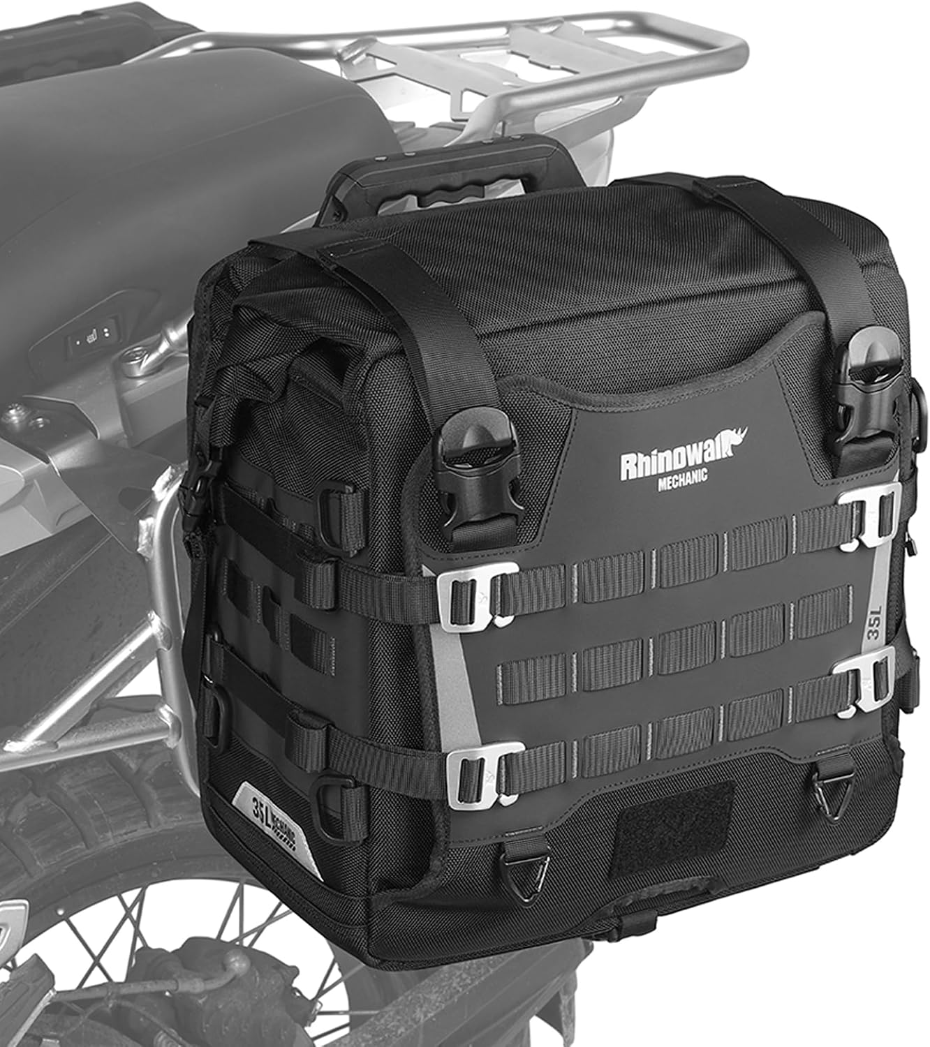 Rhinowalk 35L Waterproof Motorcycle Saddle Bag with MOLLE System