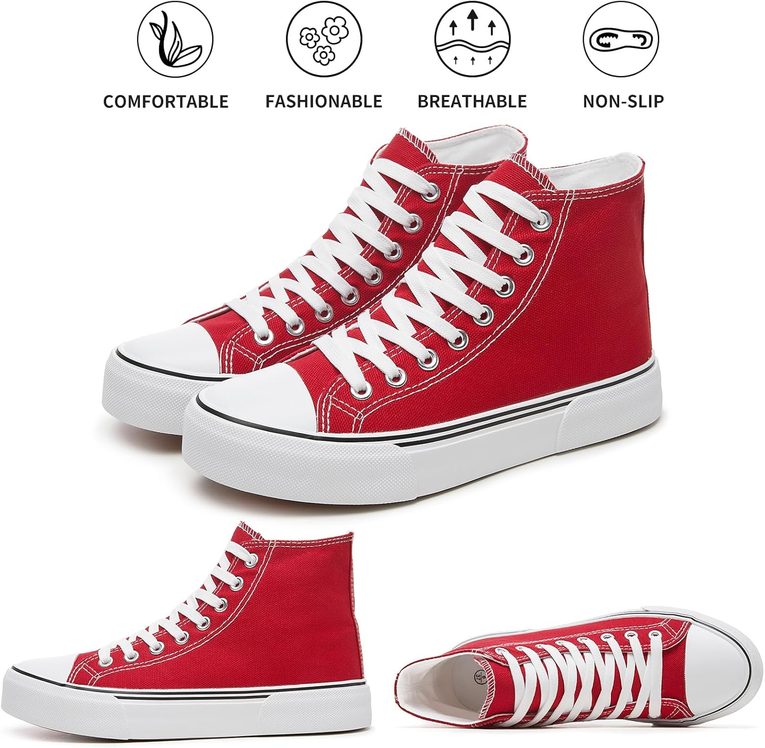 Detalle 1 de hash bubbie High Top Canvas Sneakers with Lace-Up Fit and Rubber Sole