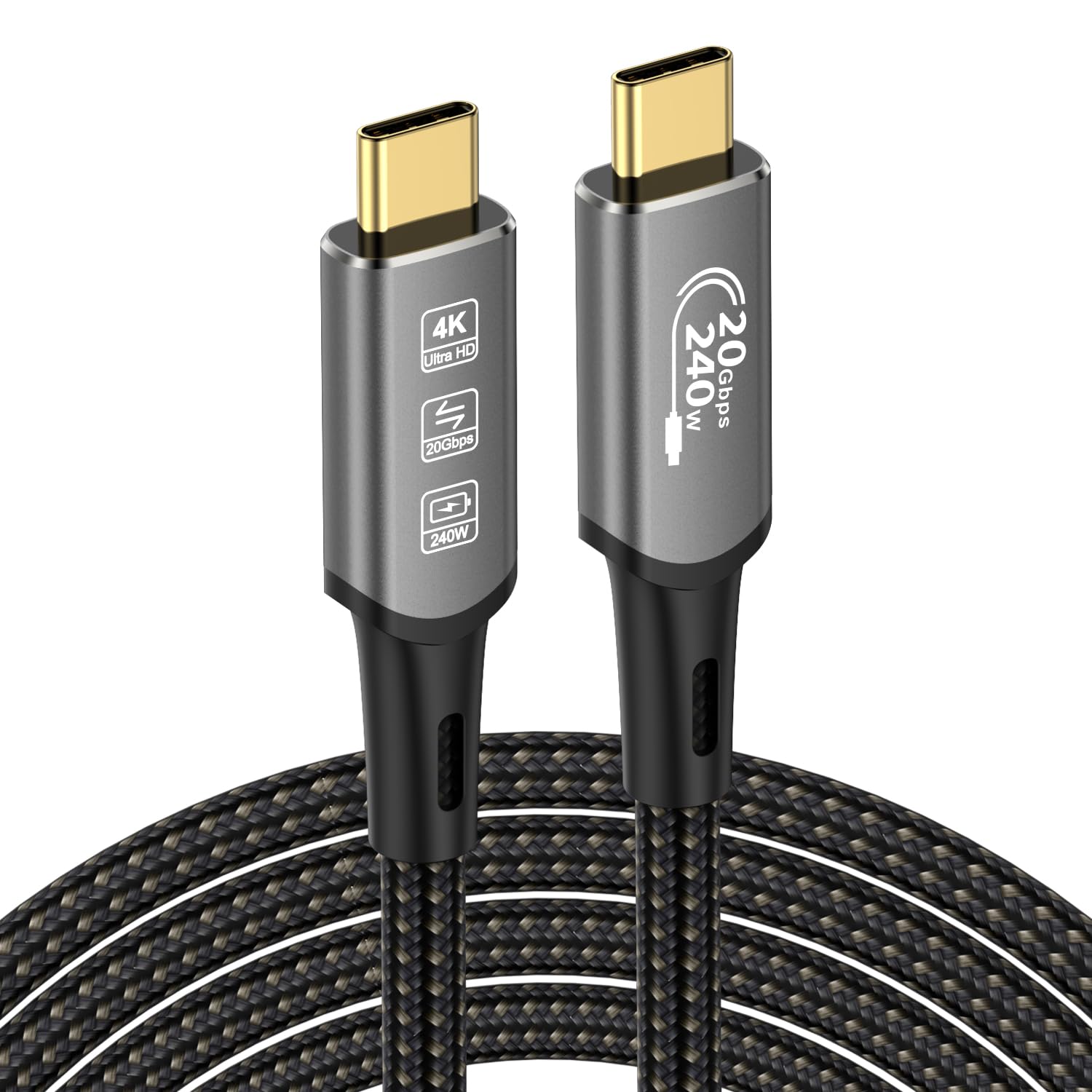 Detalle de CHENLENIC USB-C Thunderbolt Kabel 240W – USB4.0, 40 Gbps, 8K@60Hz/4K@60Hz, PD3.1, USB-C zu USB-C