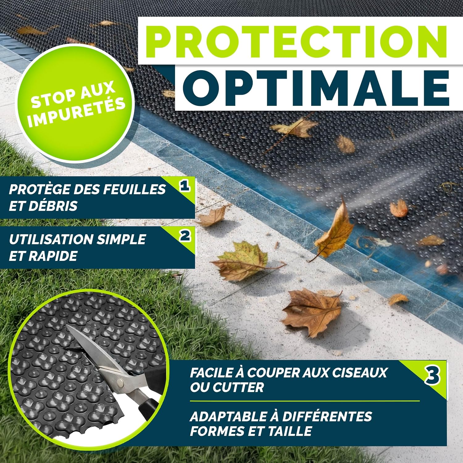 Detalle 2 de tillvex TVPHQB ProHeat QB4 zonnezeil, rond 500 cm, 400 µm