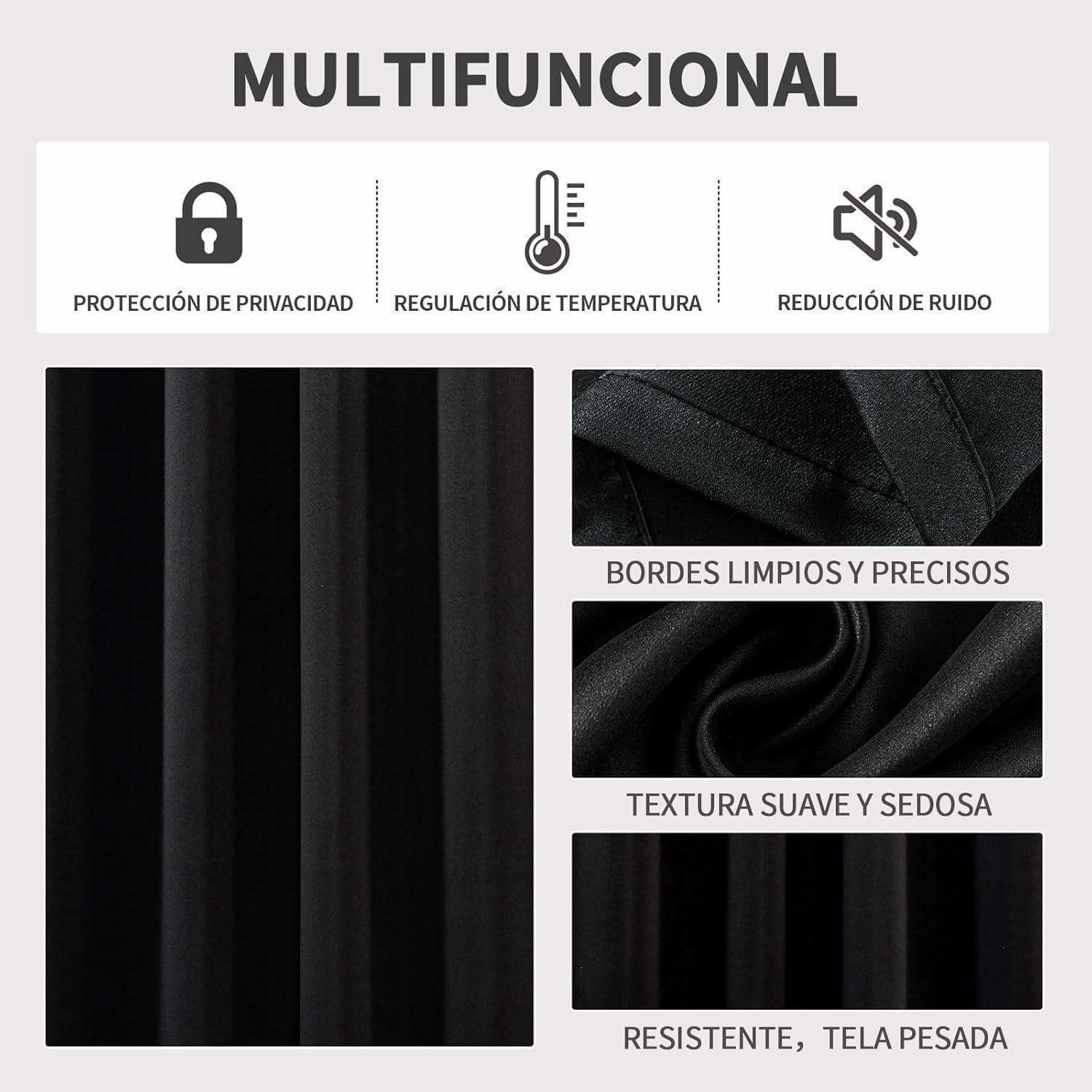 Thumbnail 2 de Joydeco Cortinas Opacas 2 Piezas 🖤 Aislantes para Dormitorio