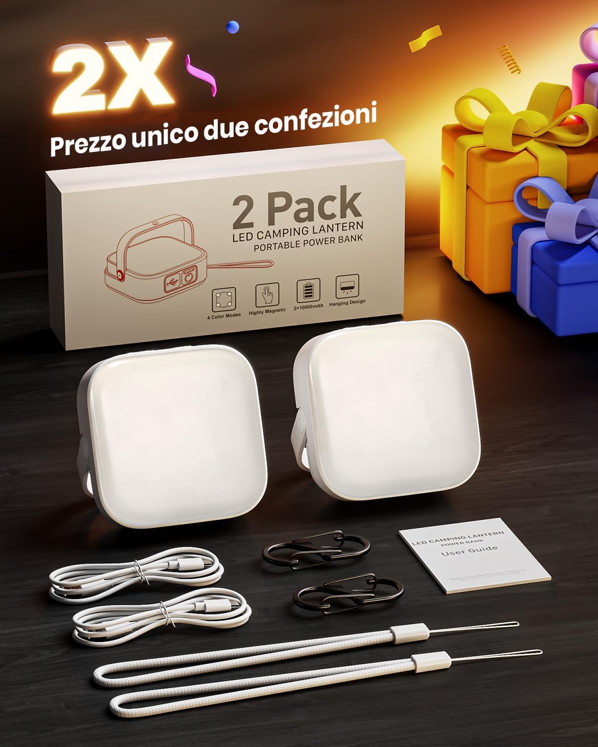 Detalle 2 de Eventek Lampada da campeggio 4000 lm, 10000 mAh ⛺