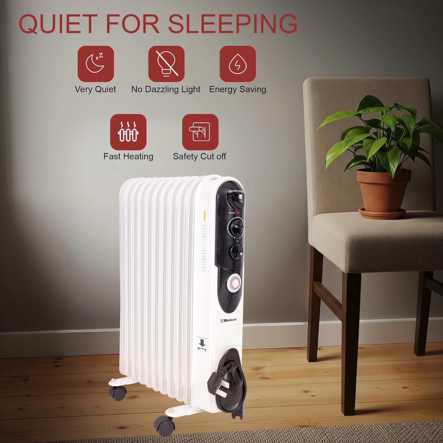 Detalle 2 de Belaco 2500W oil-filled radiator with 24H timer