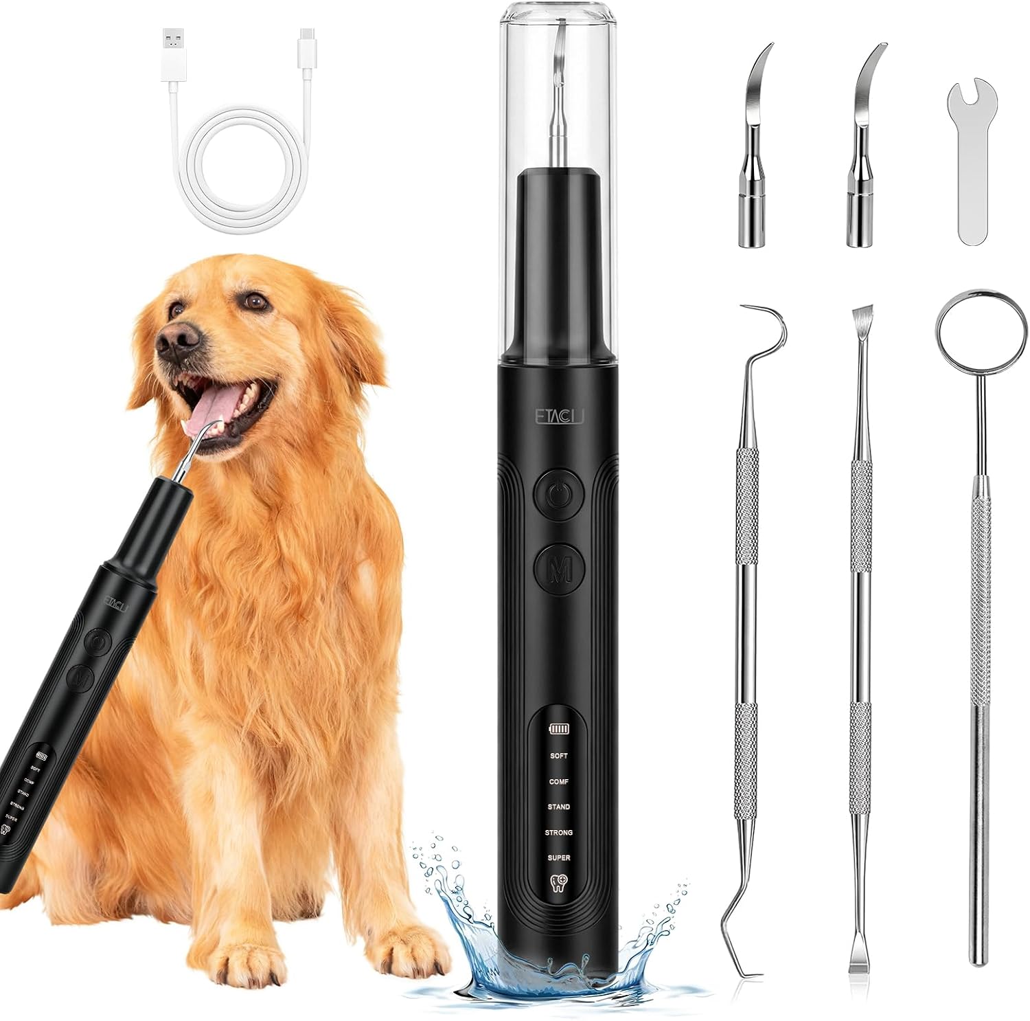 ETACCU Dog Plaque Remover: Low Noise Sonic Tooth Cleaner for Pets