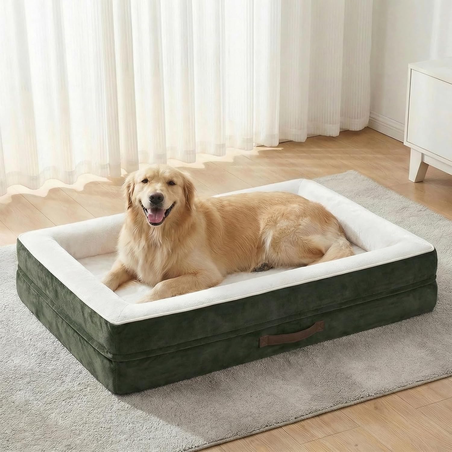 Thumbnail 6 de Renvix Large Orthopedic Dog Bed (Pink) 91x61x18cm – Waterproof, Removable Cover, Non-Slip Base