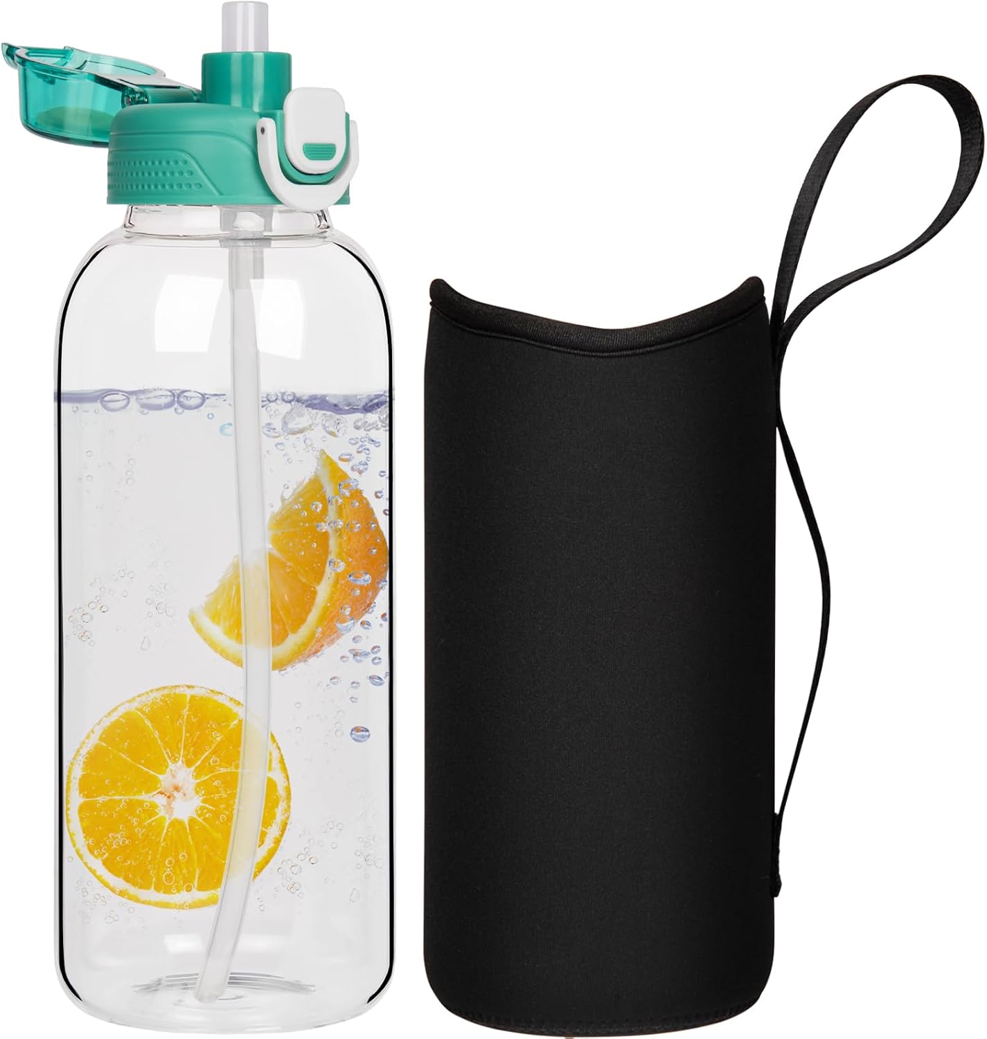 Thumbnail 6 de DEARRAY 1L glass water bottle with straw and neoprene sleeve (BPA-free, leakproof)