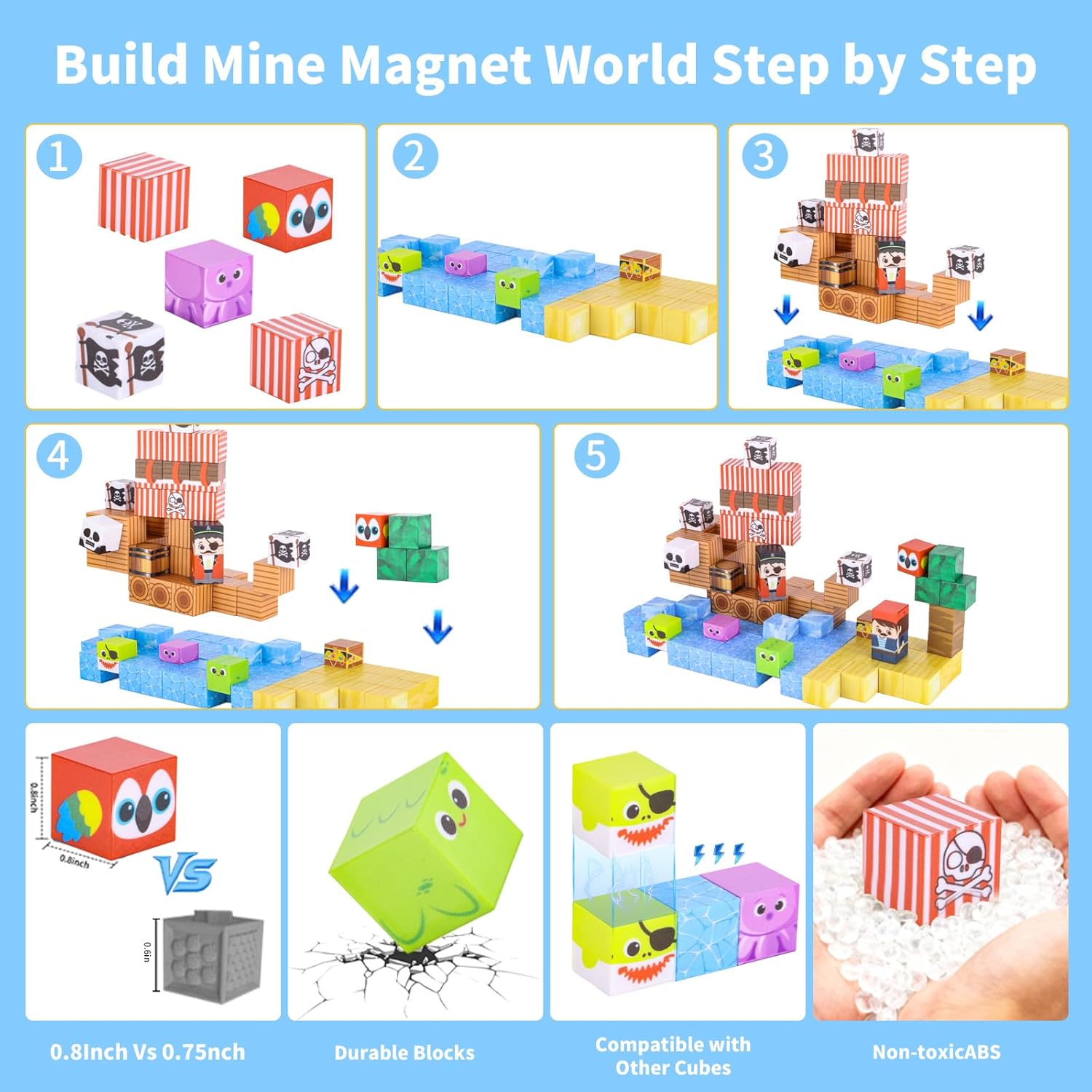 Thumbnail 5 de Pirate ship magnetic blocks for STEM, Age 3-10
