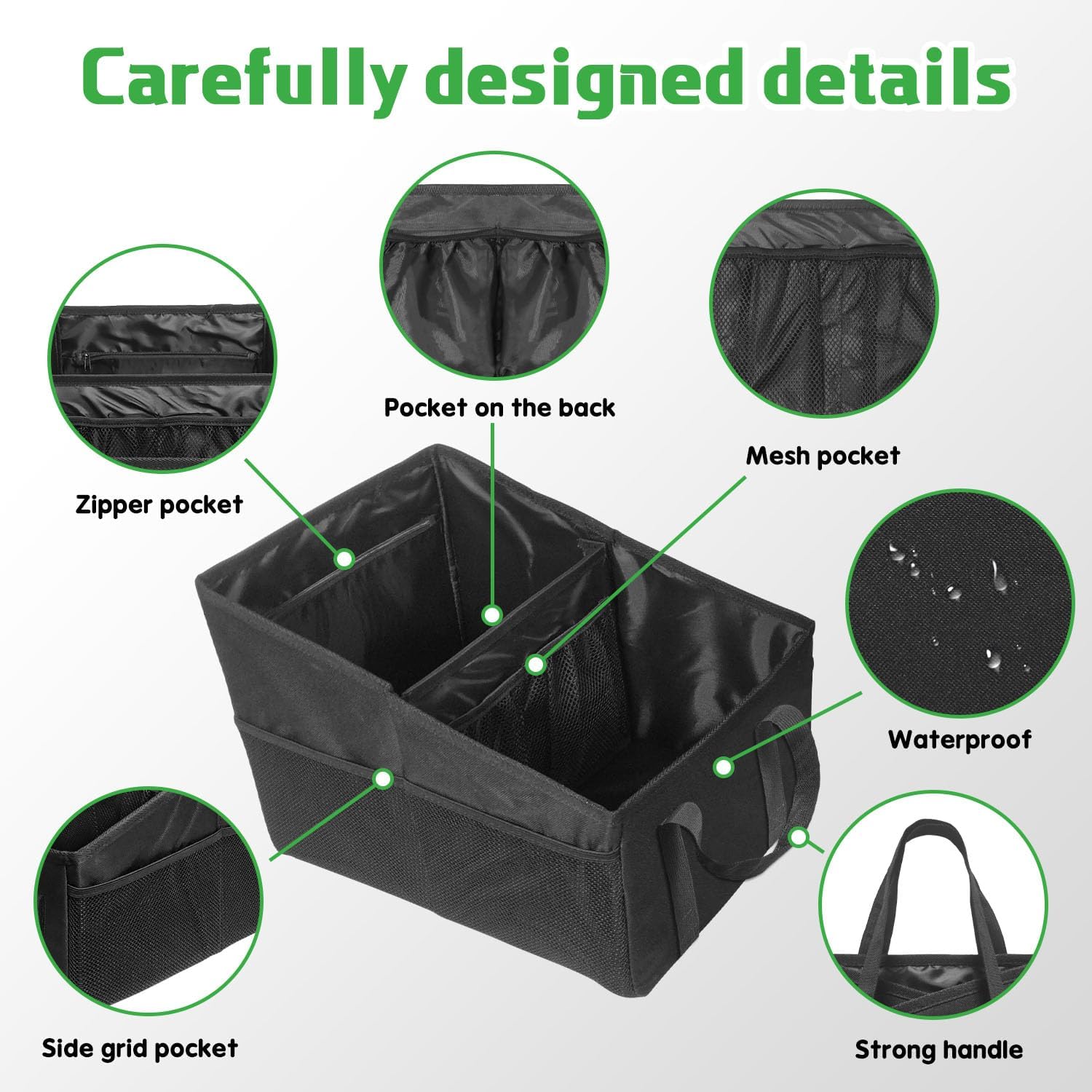 Detalle de BOHEMIABY Auto Organizer Kinder – Rückbank Organizer mit Becherhaltern, wasserdicht, 35 × 25 × 25 cm