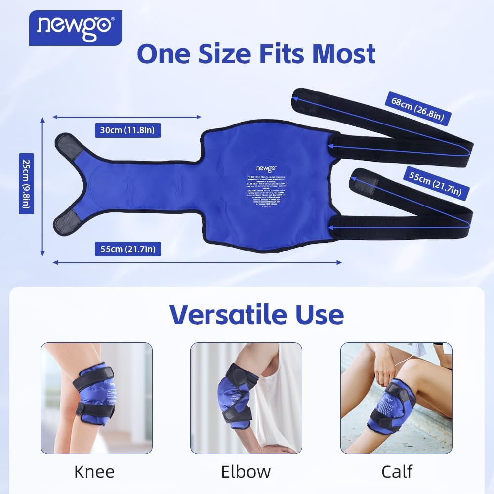 Detalle 2 de NEWGO Ice Pack for Knee Replacement Surgery, Reusable Gel Cold Pack Knee Ice Pack Wrap Around Entire Knee for Knee Injuries, Knee Ice Wrap for Pain Relief, Swelling, Bruises (Blue)
NEWGO Ice Pack for Knee Replacement Surgery, Reu…