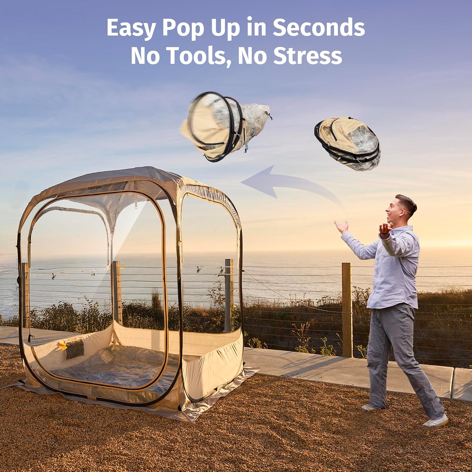 Detalle 2 de EAST OAK Weather Sports Pop Up Bubble Tent for Fishing & Sports Events (4–5 Person, TPU, UPF 50+ Rain/Sun Shelter)