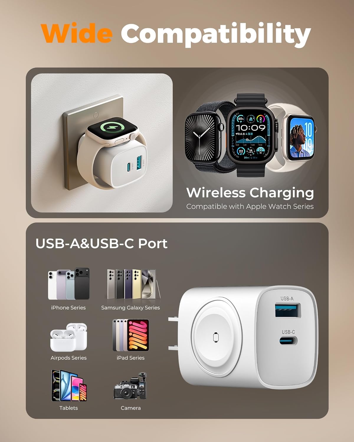 Thumbnail 6 de TESSAN 3-in-1 Charging Block for Apple Watch + USB-C/USB-A PD 20W