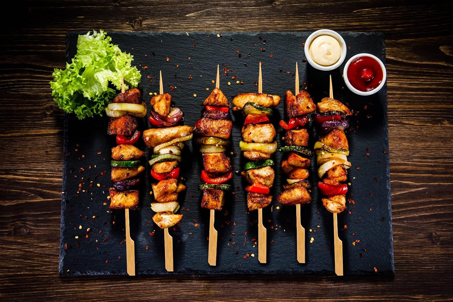 Detalle de BBQStyle 18 CM Bamboo Skewers, 120 Natural Paddle Cocktail Picks