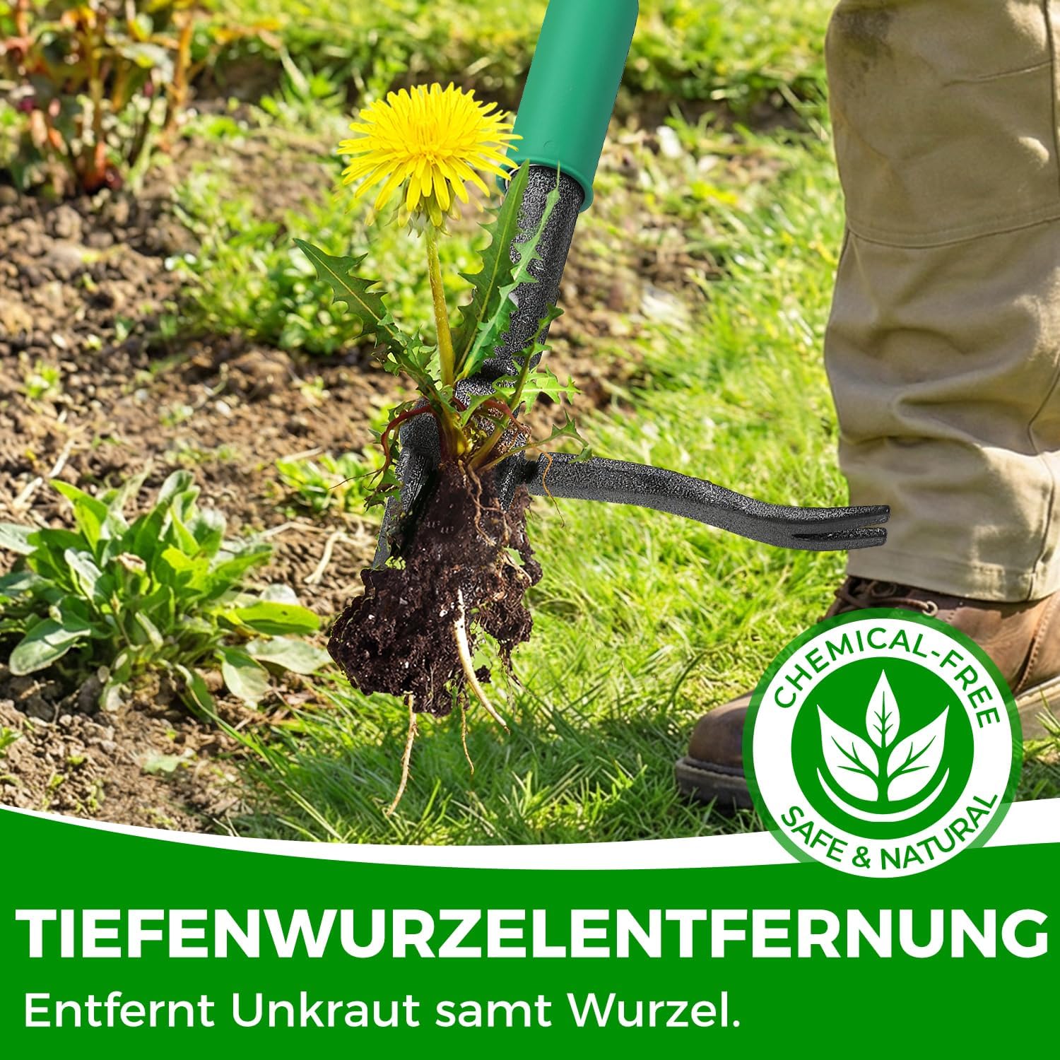 Thumbnail 3 de Allsetool Unkrautstecher mit 111 cm Stiel, 2 Auswurffunktionen und Bambusgriff