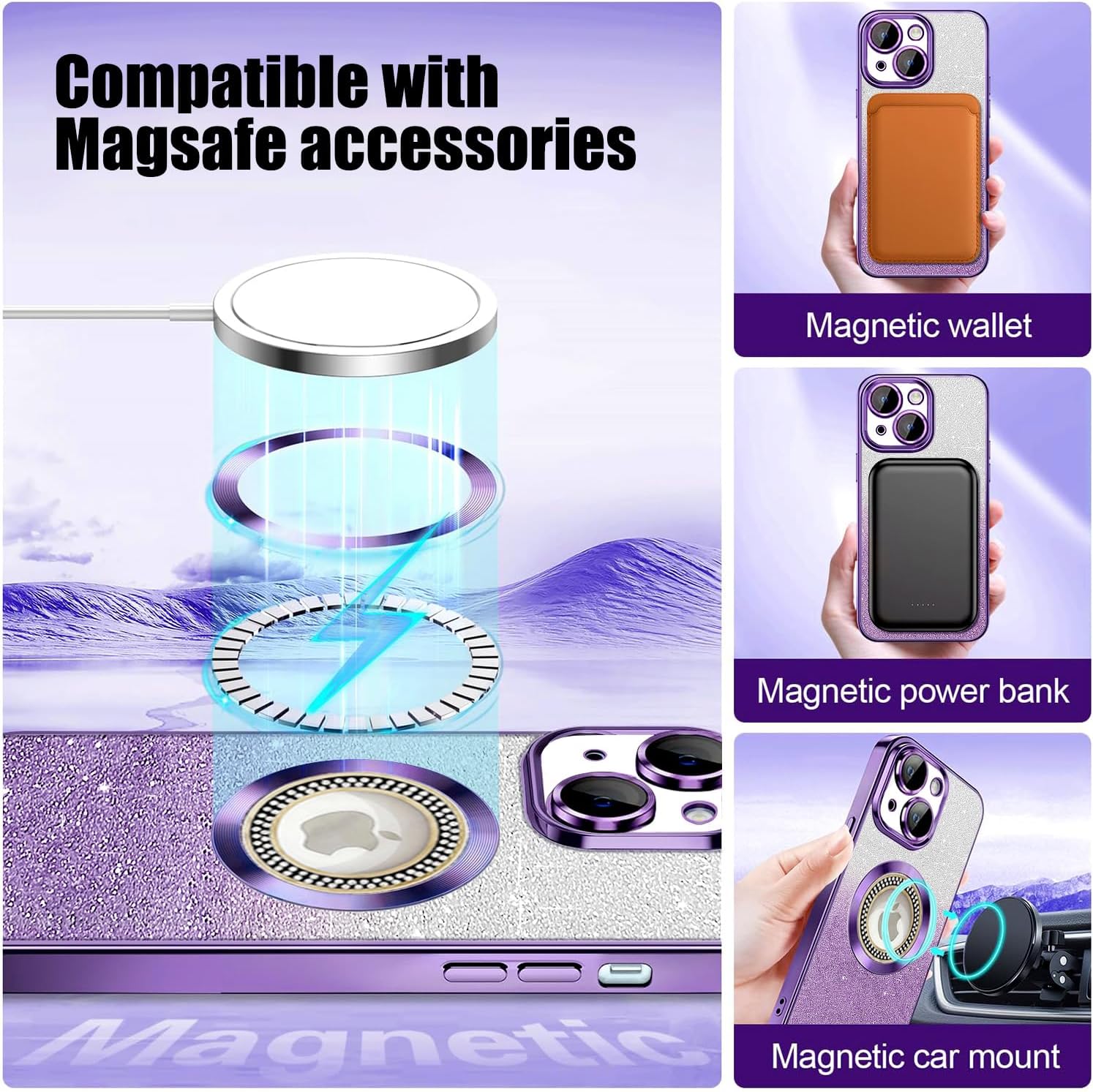 Detalle de iPhone 13 glitter magnetic case