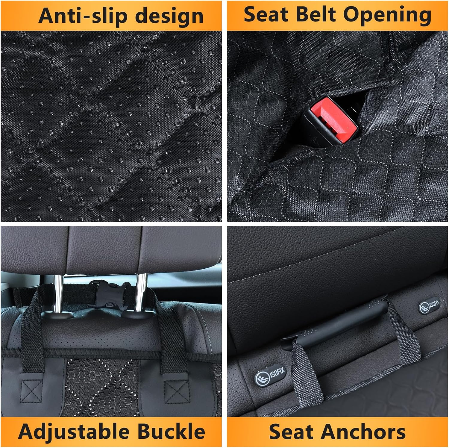 Detalle de Alfheim Dog Car Back Seat Cover – Waterproof, Non-Slip, Universal Fit