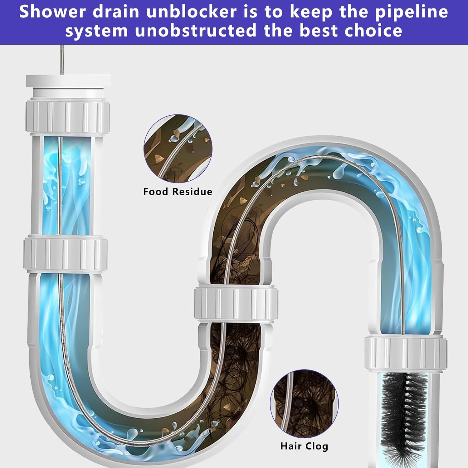 Thumbnail 4 de Drain Unblocker Tool – 6 PSC Shower Drain Unblocker Set for Kitchen, Bathroom & Shower