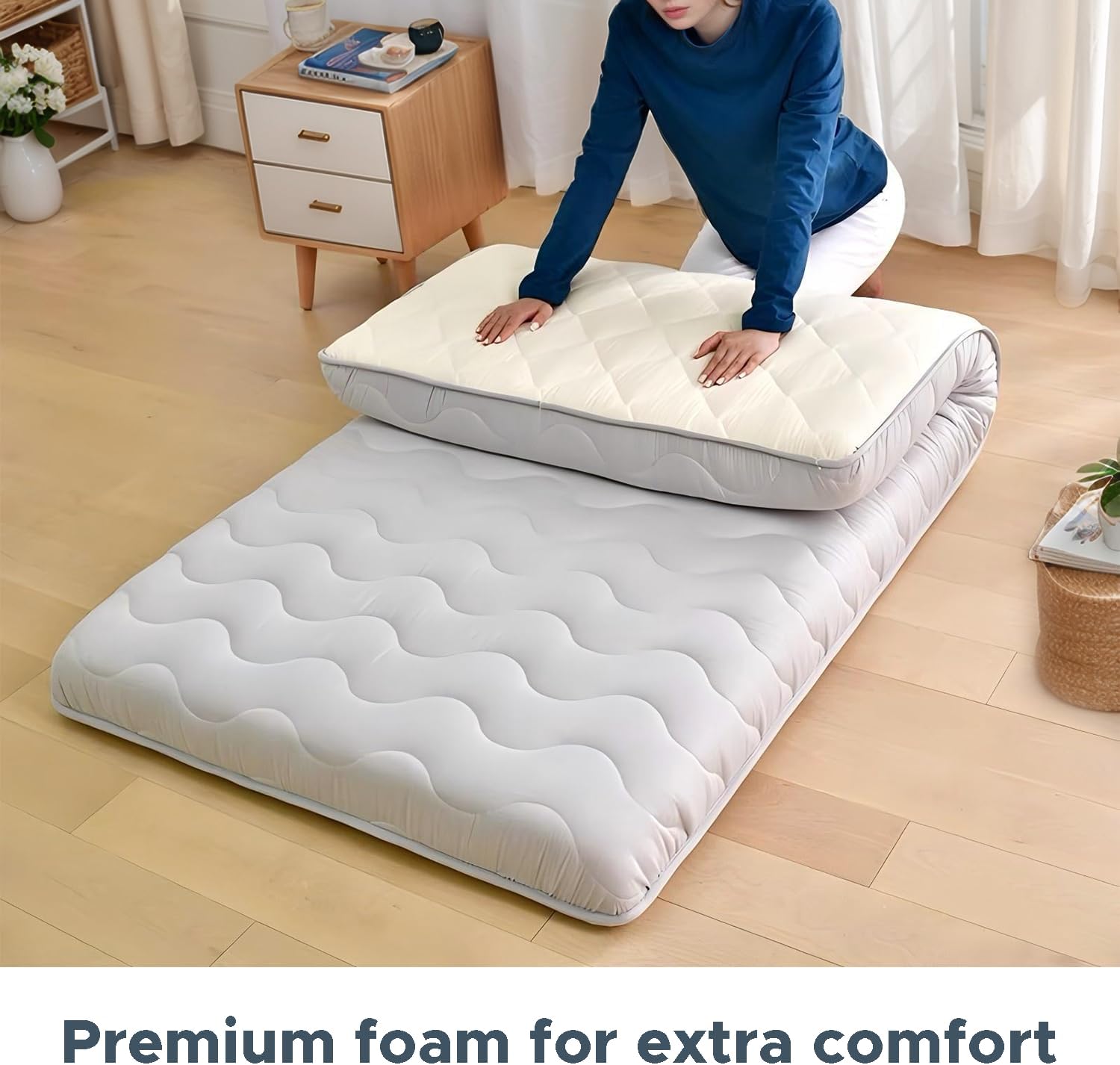 Thumbnail 4 de Japanese Futon Floor Mattress (Twin) with 3.5" Foldable High-Density Foam