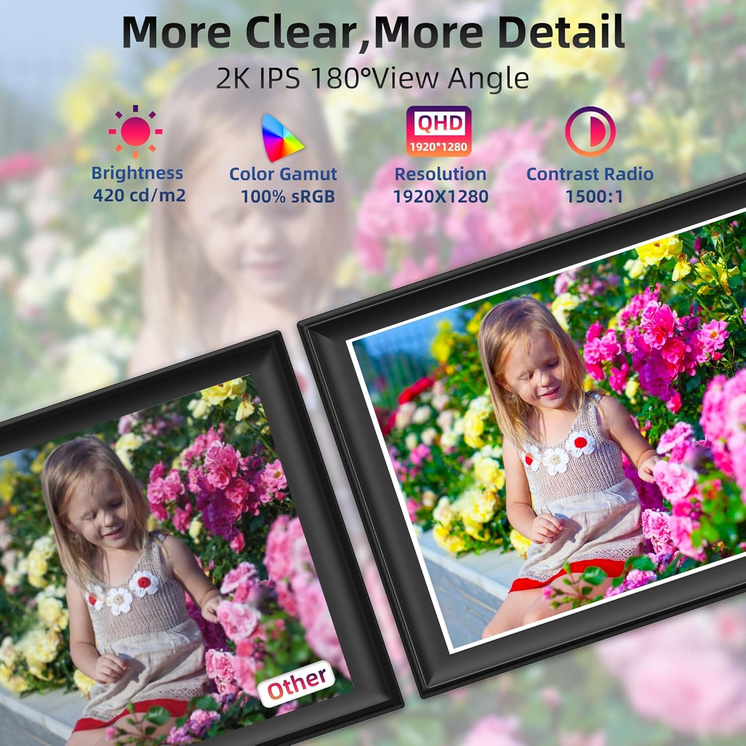 Thumbnail 4 de 11inch 64GB WiFi & 5G Digital Picture Frame with Touch Screen (Frameo app, FHD IPS, Weather & Clock)
