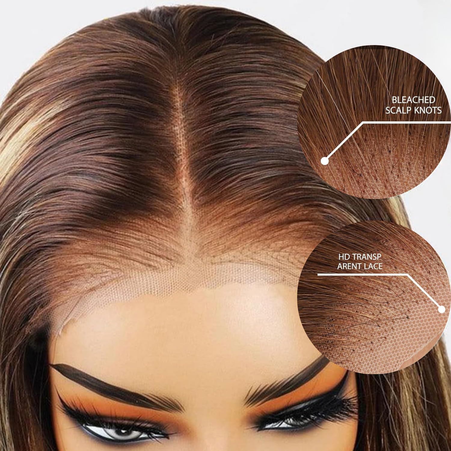 Thumbnail 4 de AAKJJ Deep Wave Lace Front Wig, 24 Inch, 200% Density with 4/27 Highlight Ombre, Glueless 5x5 HD Lace Closure