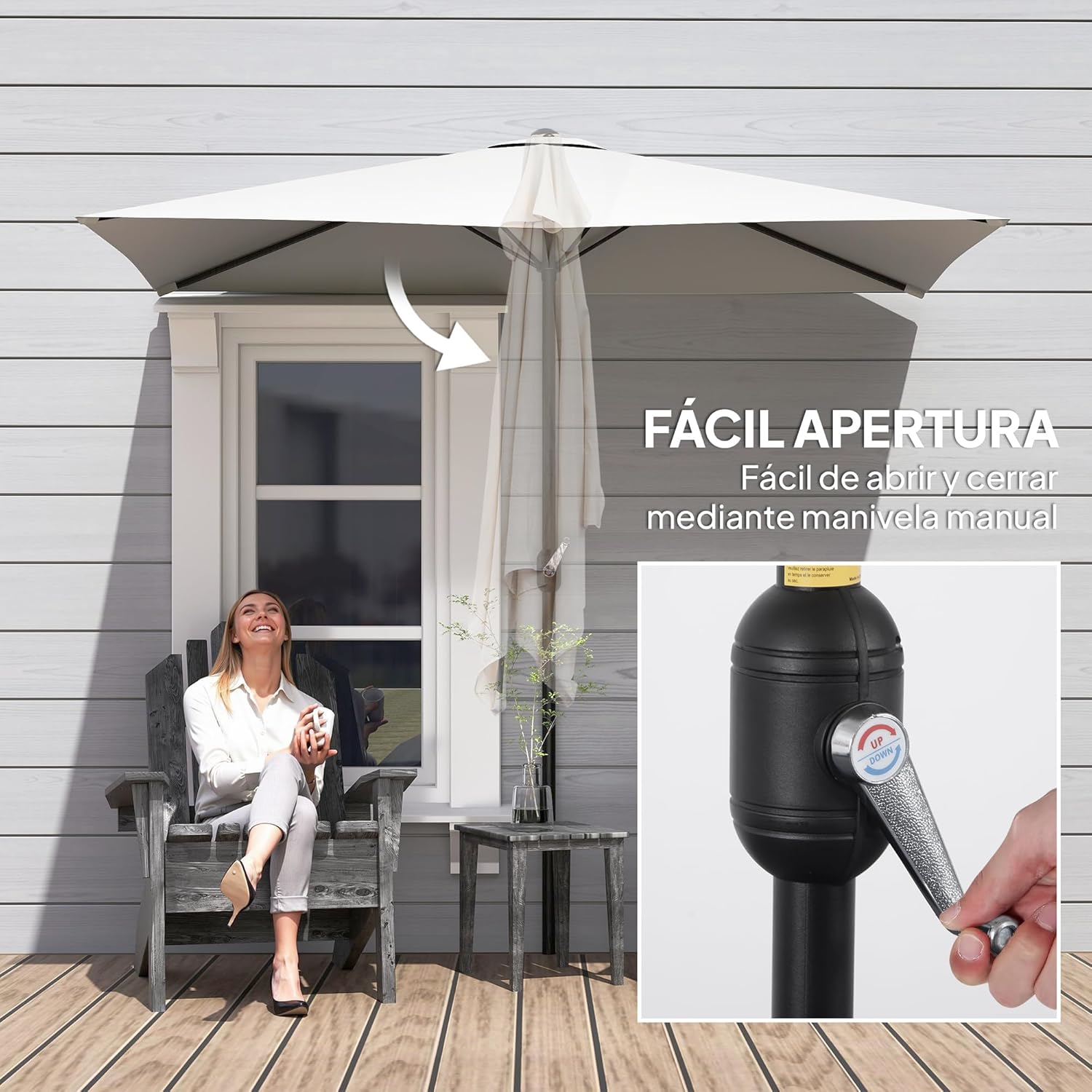 Thumbnail 7 de Outsunny Sombrilla Rectangular 230x130cm con Protección UV ☀