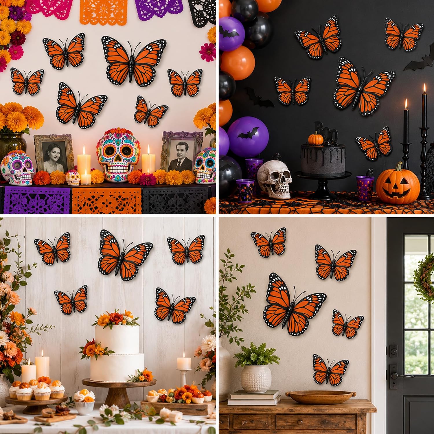 Thumbnail 6 de OHOME Monarch Butterfly Decor-OHOME-2026A1 3D Day of the Dead Decorations, 12-Piece Set