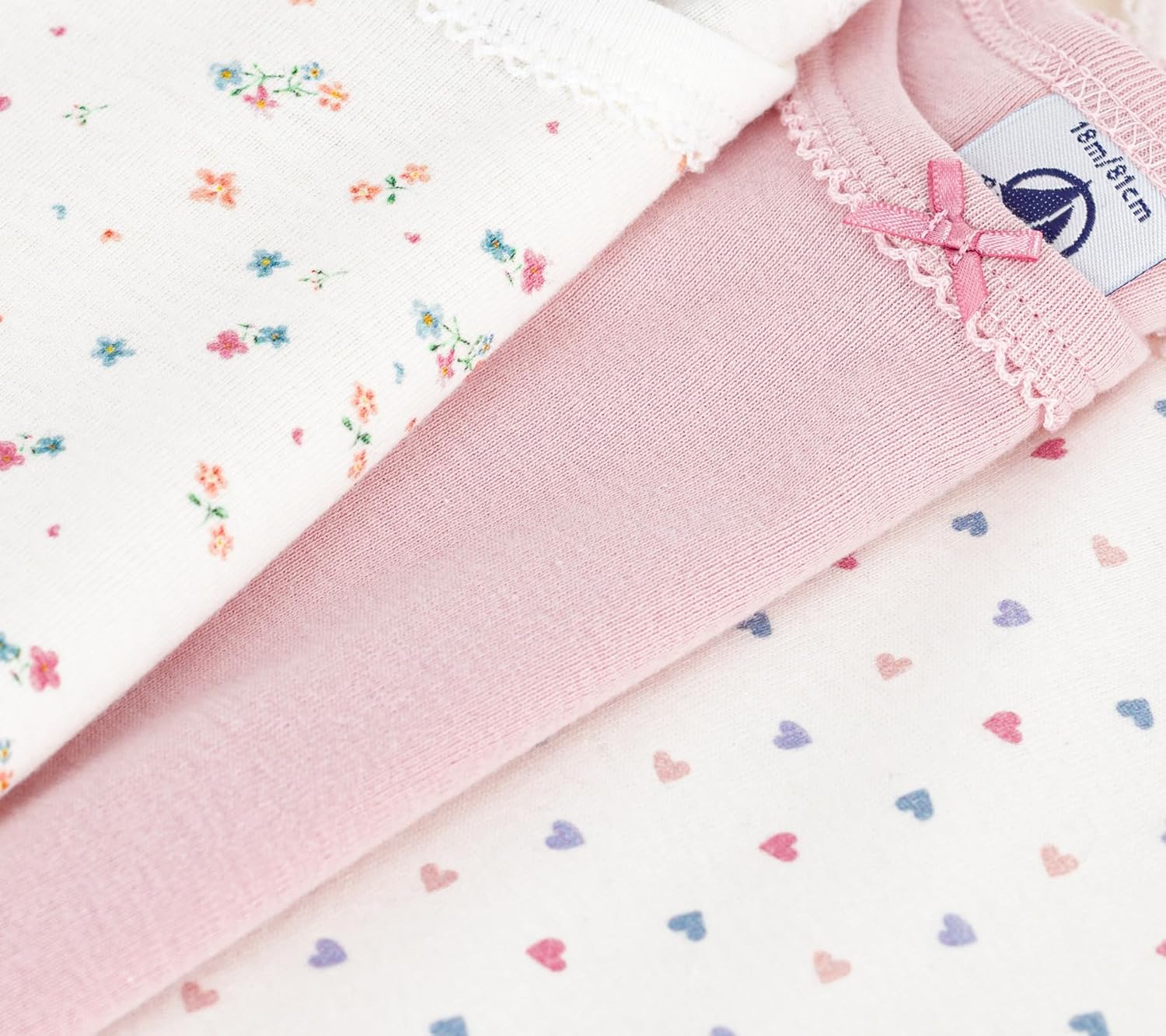 Thumbnail 2 de Petit Bateau lot de 3 bodies bébé fille manches longues en coton imprimé fleuri