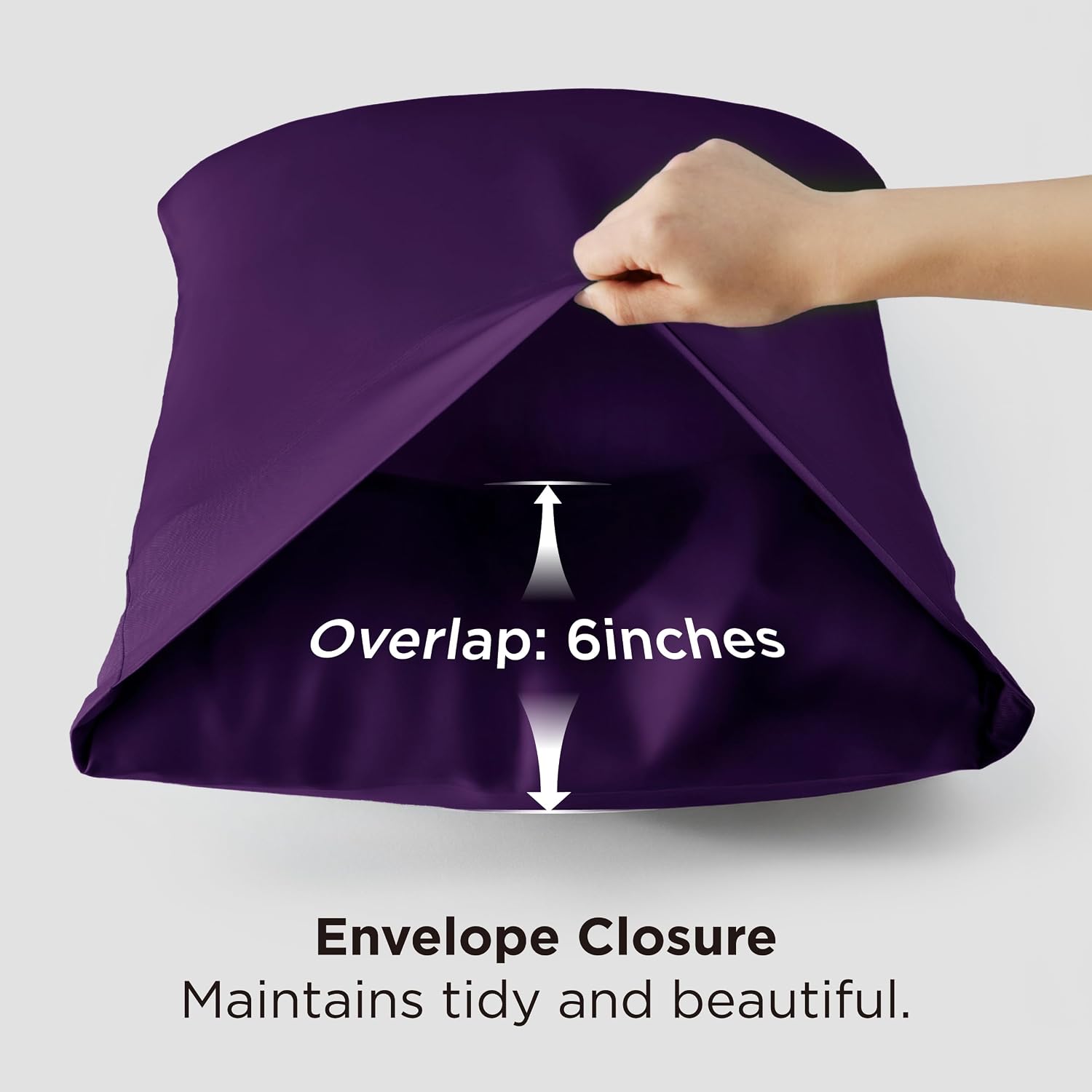 Detalle de Bedsure King Size Bamboo-Derived Rayon Pillowcases, Purple, Set of 2