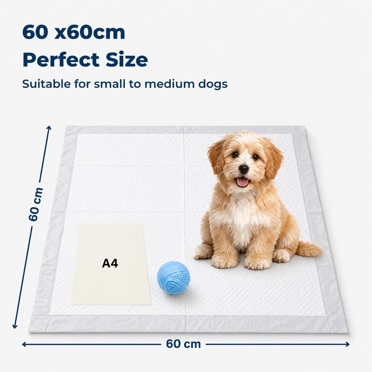 Detalle 2 de Petcroft Puppy Training Pads 60 × 60 cm (Pack of 50) with Sticky Tabs
