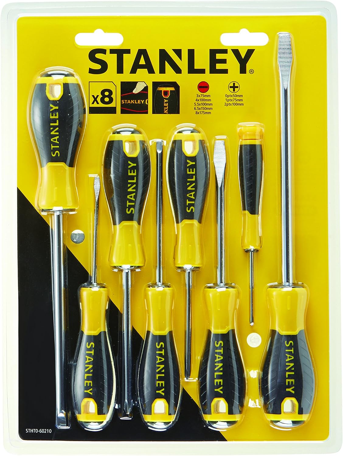 Detalle de STANLEY STHT0-60208 – Ensemble de tournevis standard en résine thermoplastique Noir/jaune