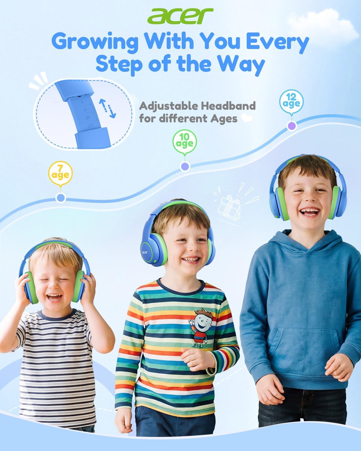 Thumbnail 6 de Acer OHR702 Kids’ Wireless Over-Ear Headphones, 85 dB Limit, Bluetooth 6.0