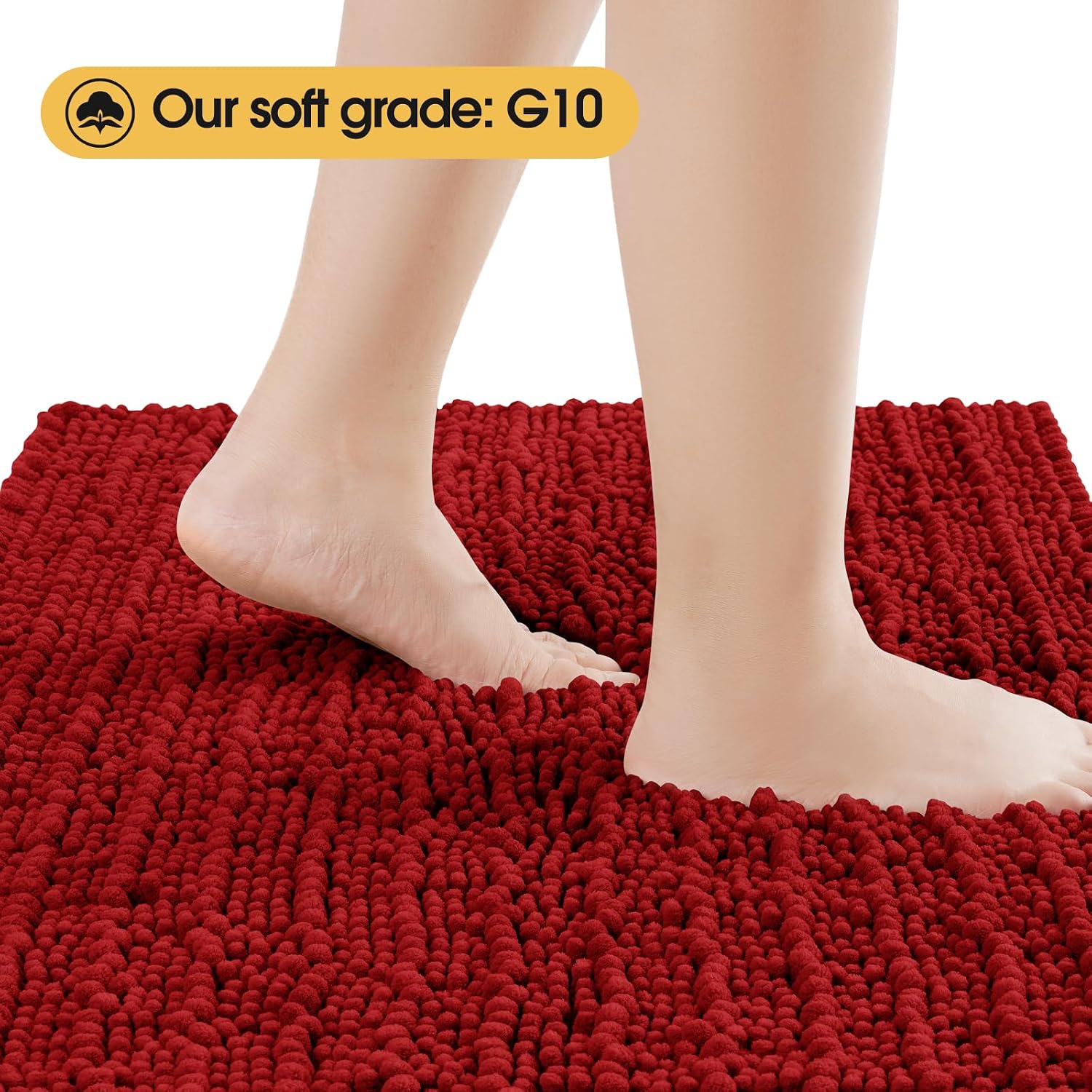 Detalle de ACCUMTEK Upgrade Extra Large Red Bath Rug Set 3-piece