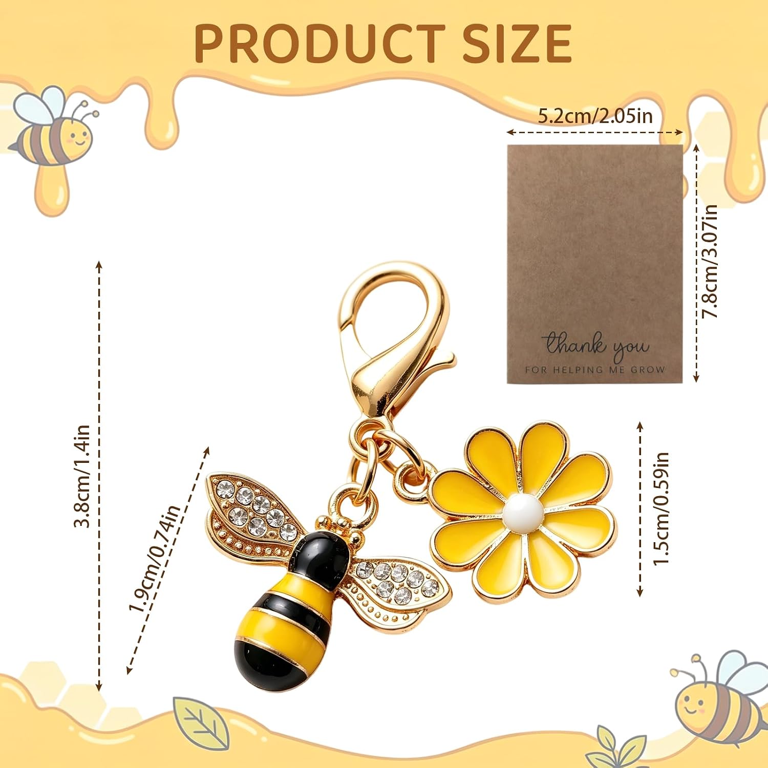 Thumbnail 1 de Thank You Teacher Gifts for Women – Personalised 6Pcs Bee & Flower Keyrings