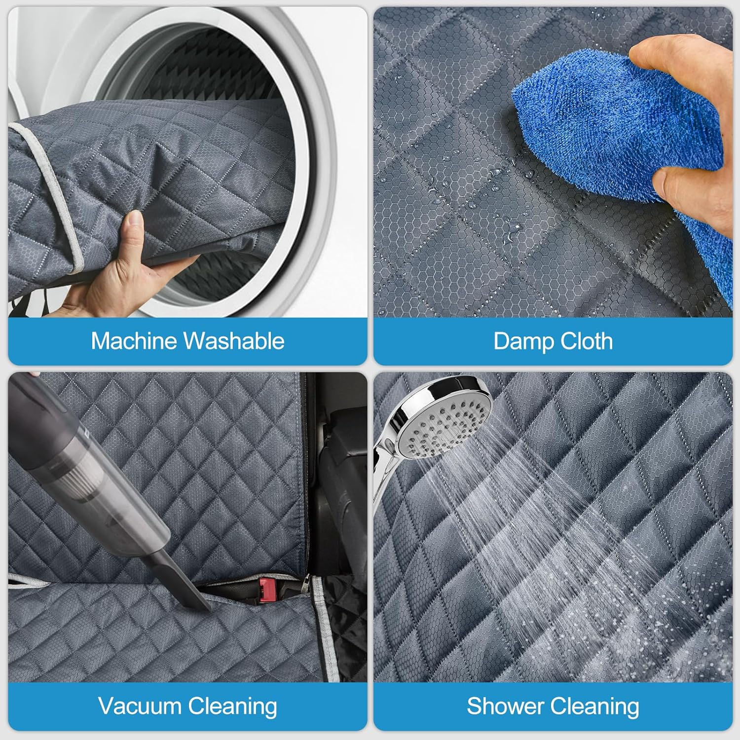 Thumbnail 4 de ANOSOSPECIAL Grey Dog Car Seat Cover for Back Seat XL – Waterproof, Non-Stick, Universal Fit