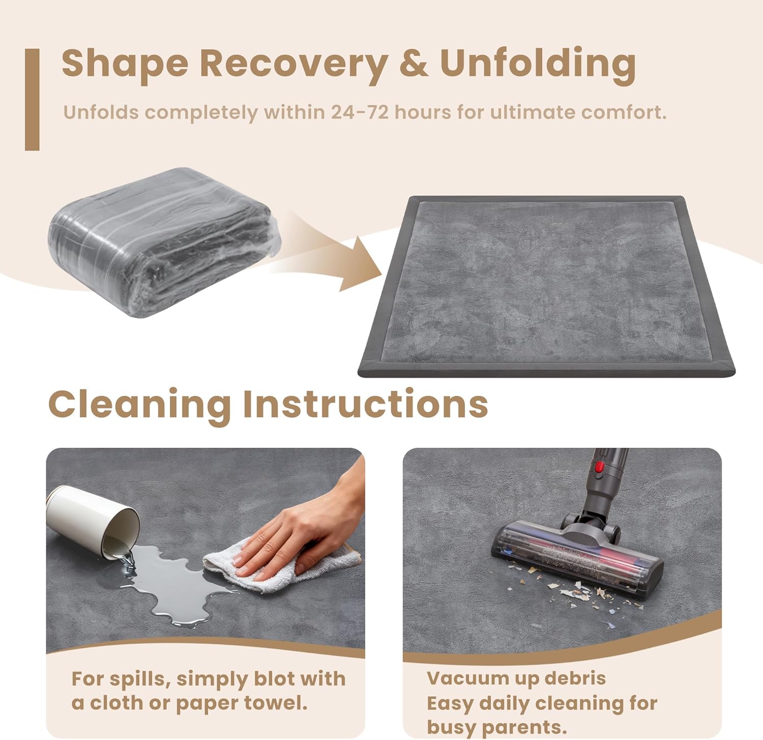 Thumbnail 6 de ACOMOPACK 1.3-inch Memory Foam Play Mat with Non-Slip Backing (39×59, Dark grey)