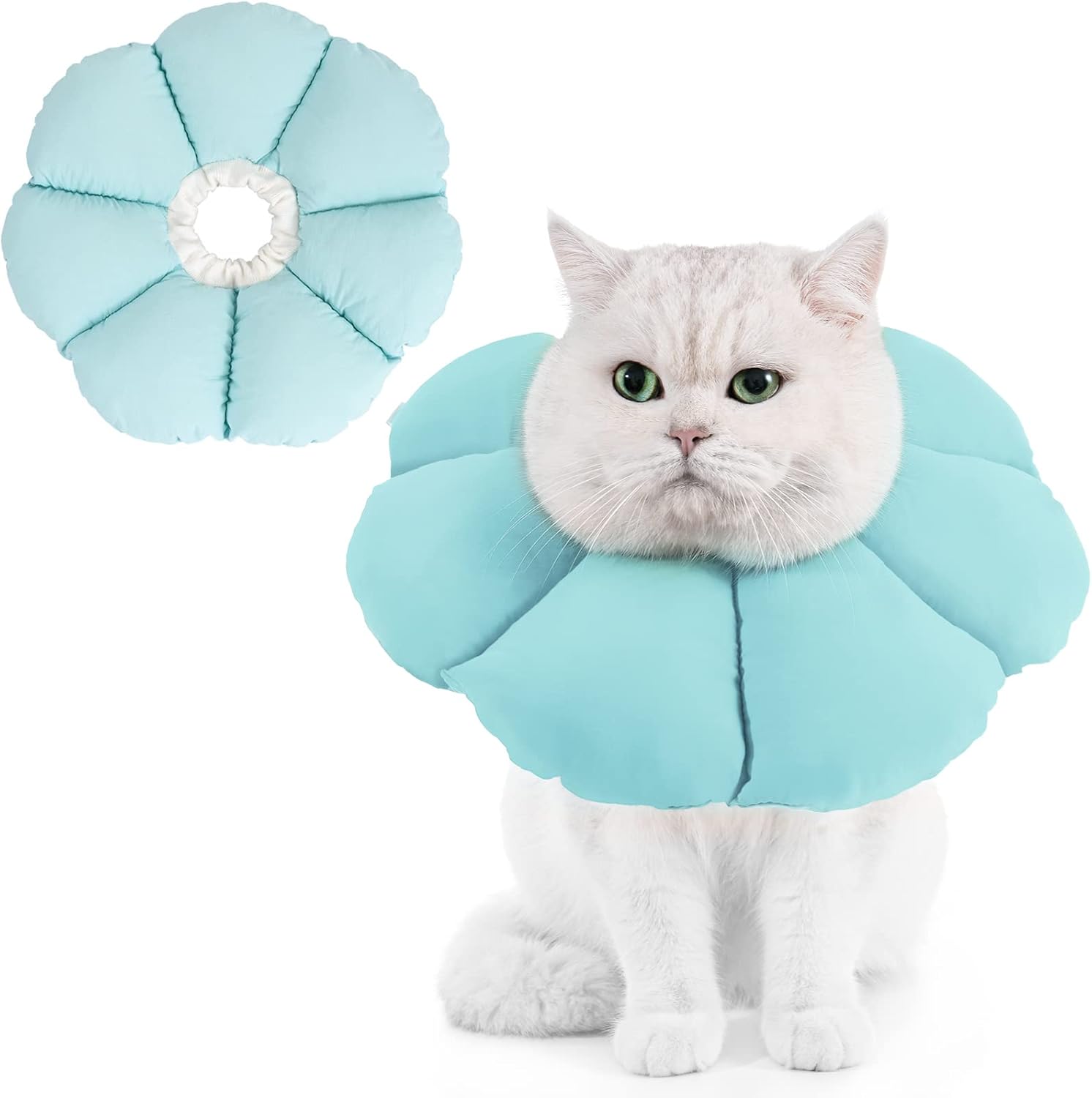 Avont Cat Cone Collar Soft (Elizabethan alternative) – Adjustable Recovery Collar for Cats, Kittens, Puppies After Surgery, Blue (S)