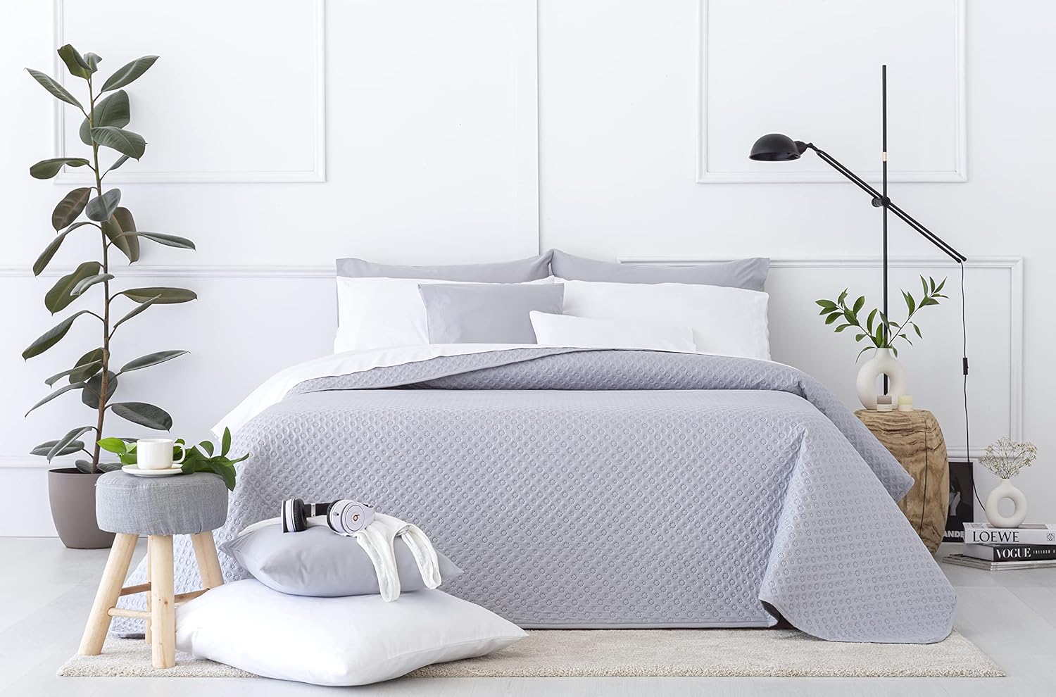 Thumbnail 6 de Todocama Couvre-lit Fin avec Motif Piquet — Housse de Couette Multifonction 250 x 260 cm, bleu grisâtre