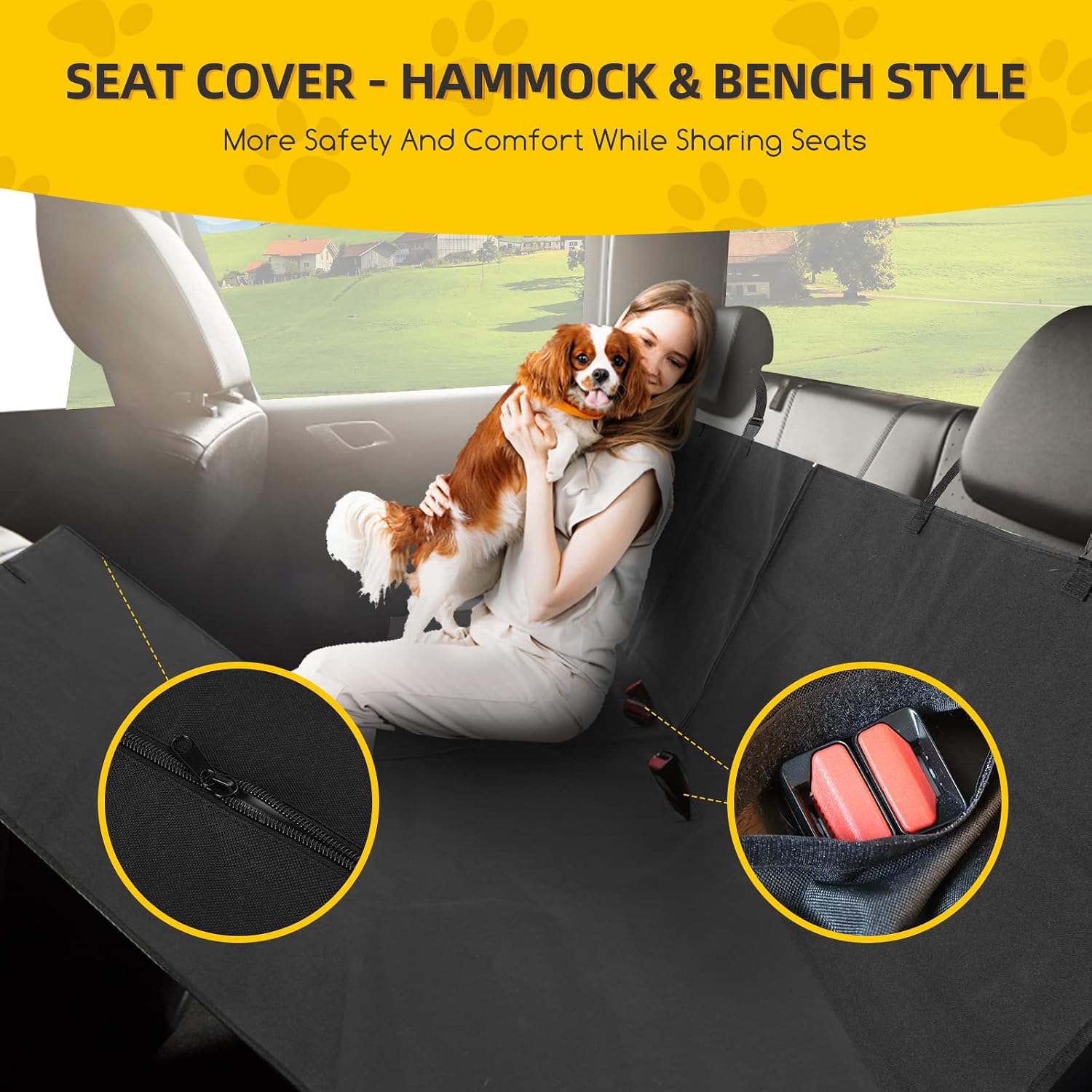 Detalle de Nobleza Coprisedile per Cani 147 × 145 cm: protezione impermeabile versatile per SUV, camion e viaggi