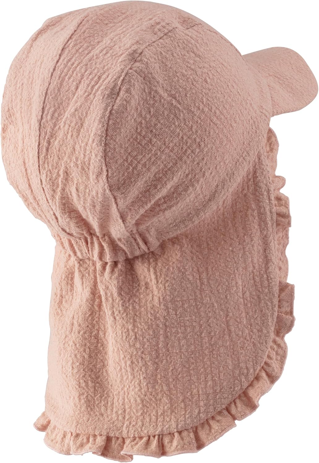 Detalle de Sterntaler Mädchen Sonnenhut Schirmmütze mit Nackenschutz – Baumwolle, Struktur, Rüsche