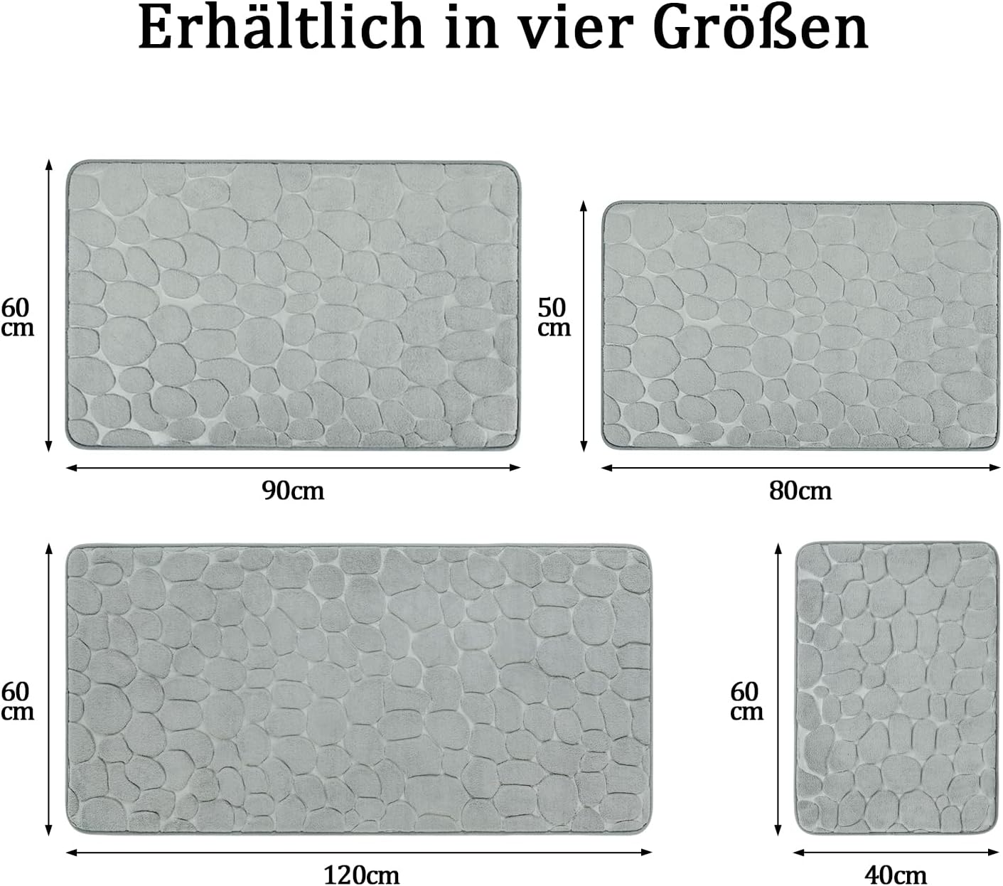 Thumbnail 1 de Chakme tapis de bain en mousse à mémoire de forme 60 x 120 cm antidérapant gris clair