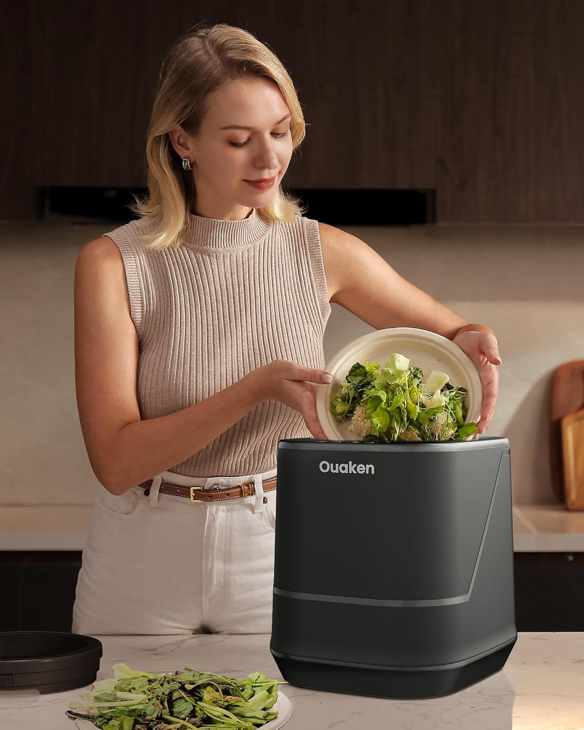 Thumbnail 4 de Ouaken 4L Electric Composter for Kitchen (Smart Countertop Compost Bin) — Odorless, Low Noise, Auto-Cleaning, Black