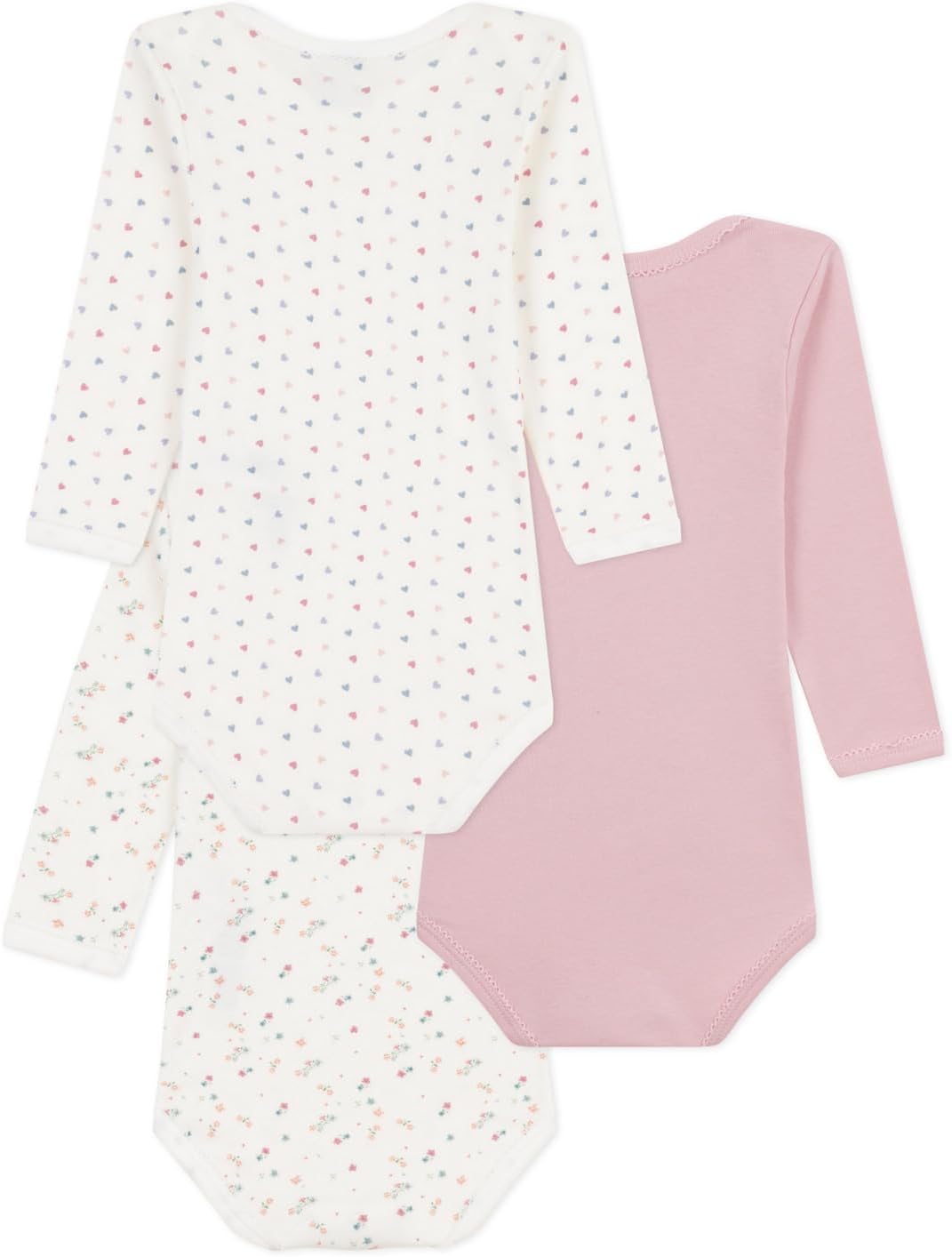 Thumbnail 1 de Petit Bateau lot de 3 bodies bébé fille manches longues en coton imprimé fleuri