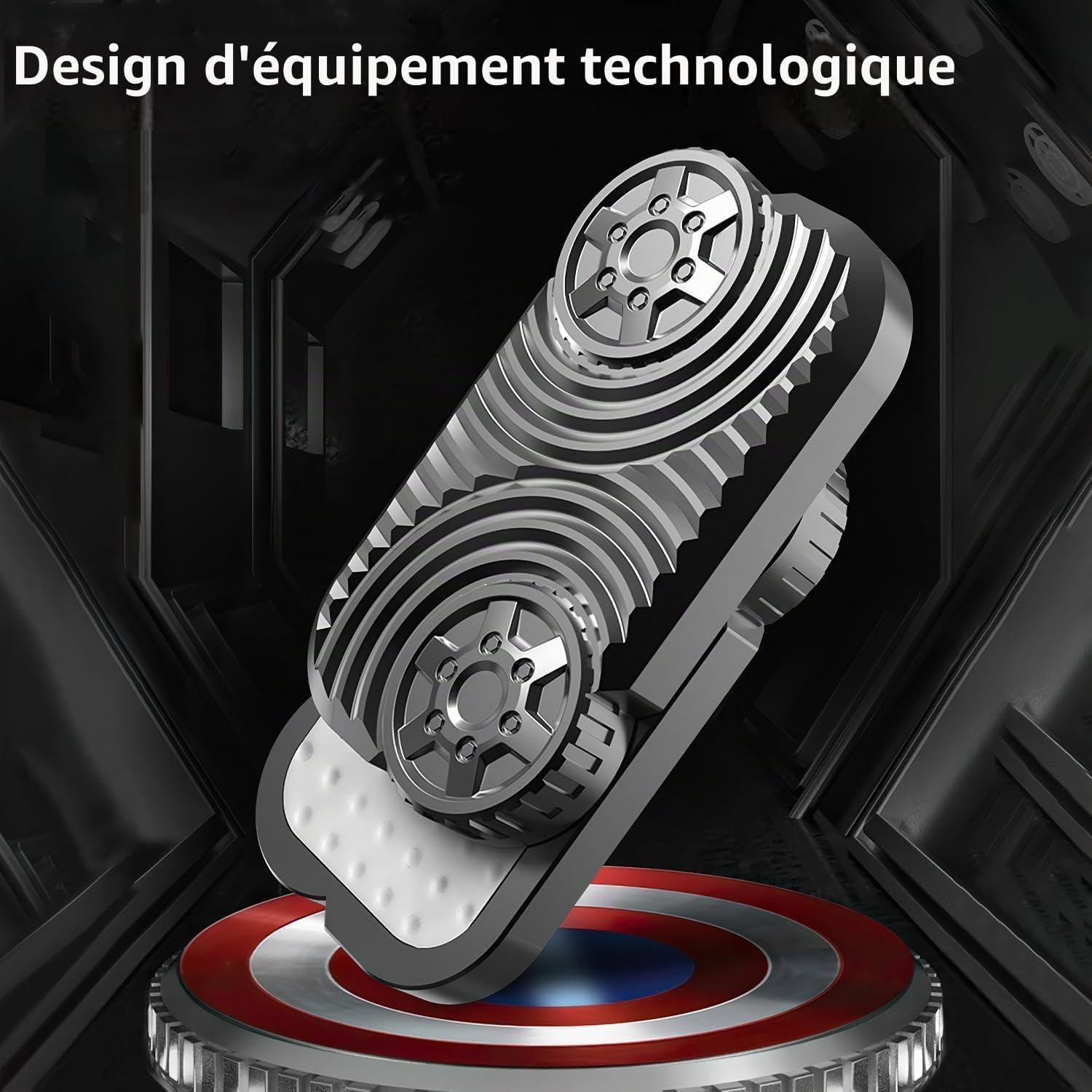 Thumbnail 3 de 7JI metalen fidget slider, zwart met magnetische rails en voelbare textuur