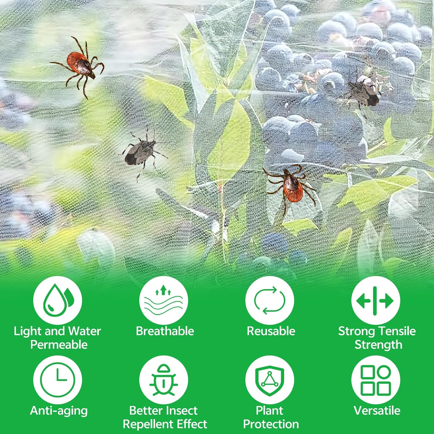 Thumbnail 2 de 2PCS 2.4 x 2.4 m Large Fruit Tree Netting – Reusable Garden Mesh with Zipper & Drawstring